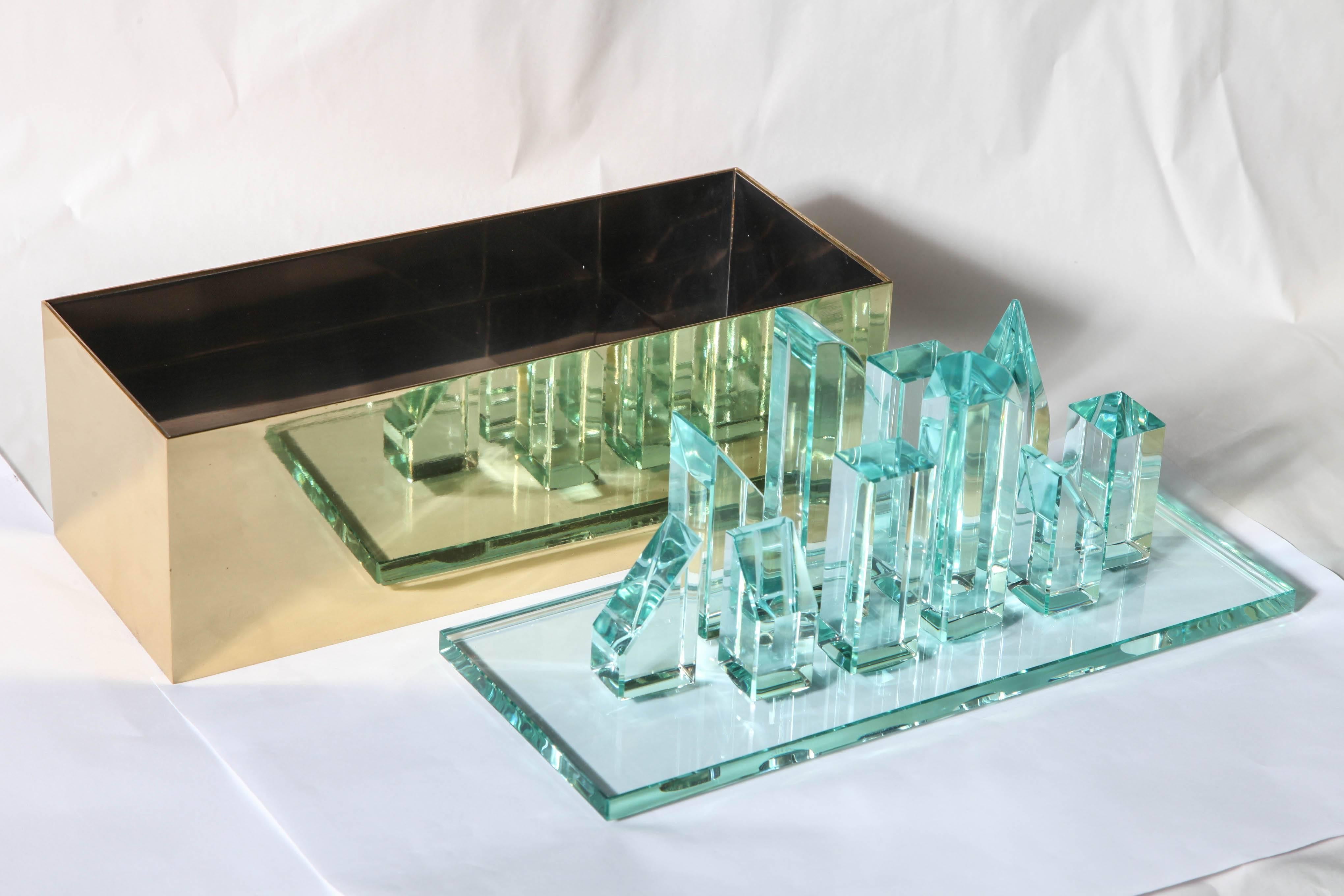 Italian Sculptured Glass Box by Roberto Giulio Rida