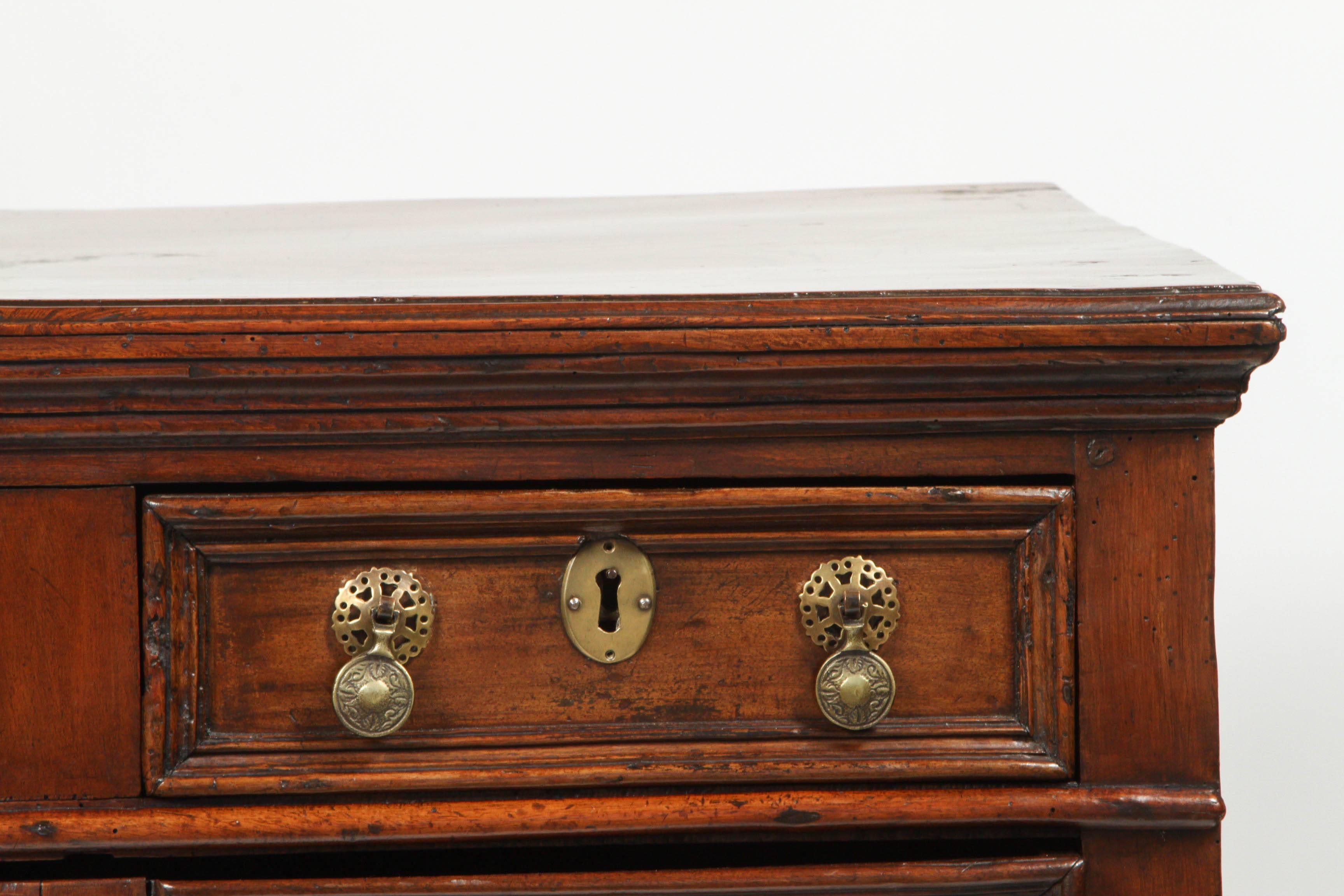 Jacobean Small English Oak and Elm 17th Century Three-Drawer Chest