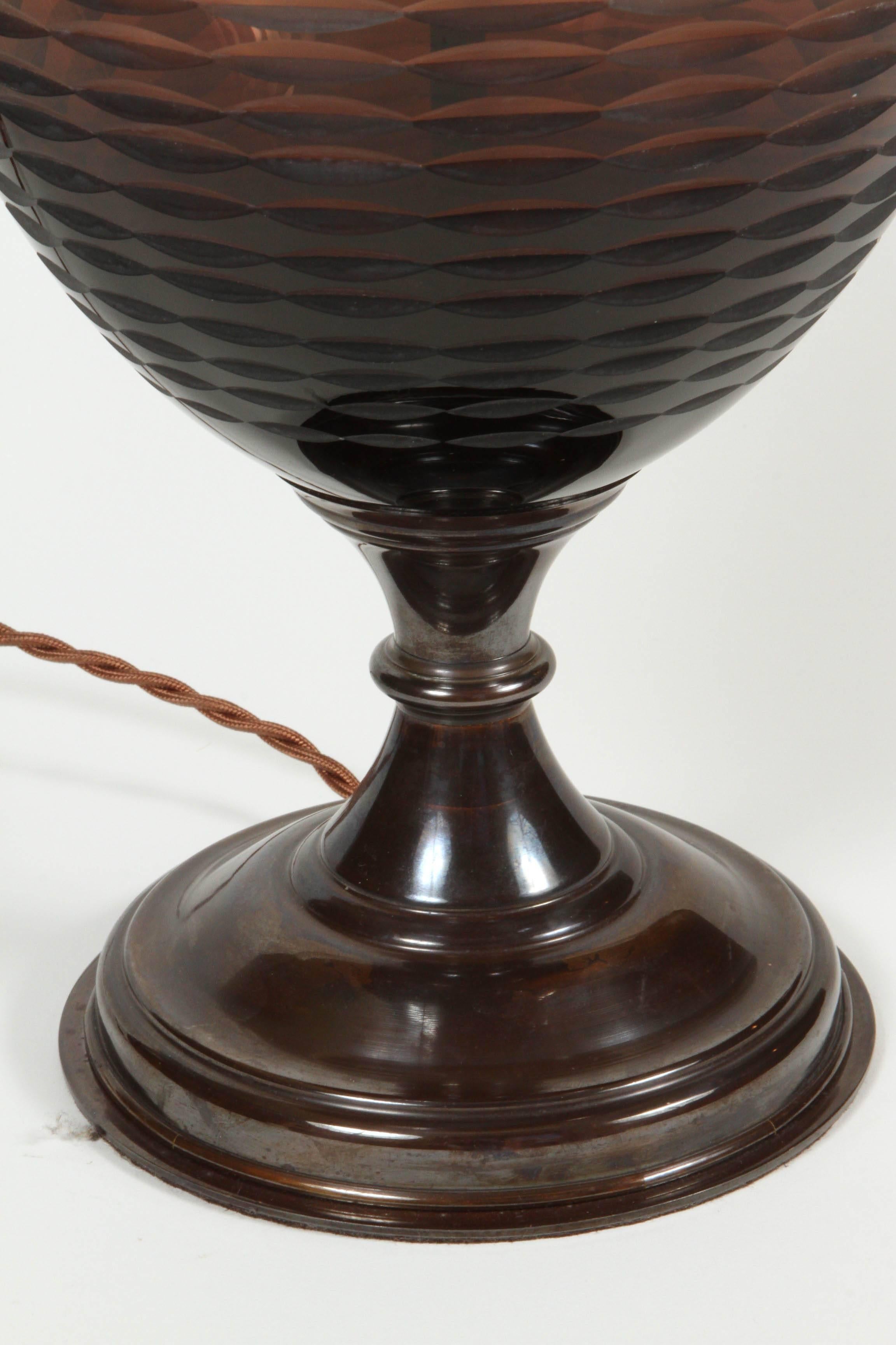 20th Century Lucy Cope Handblown Amethyst Glass Table Lamp