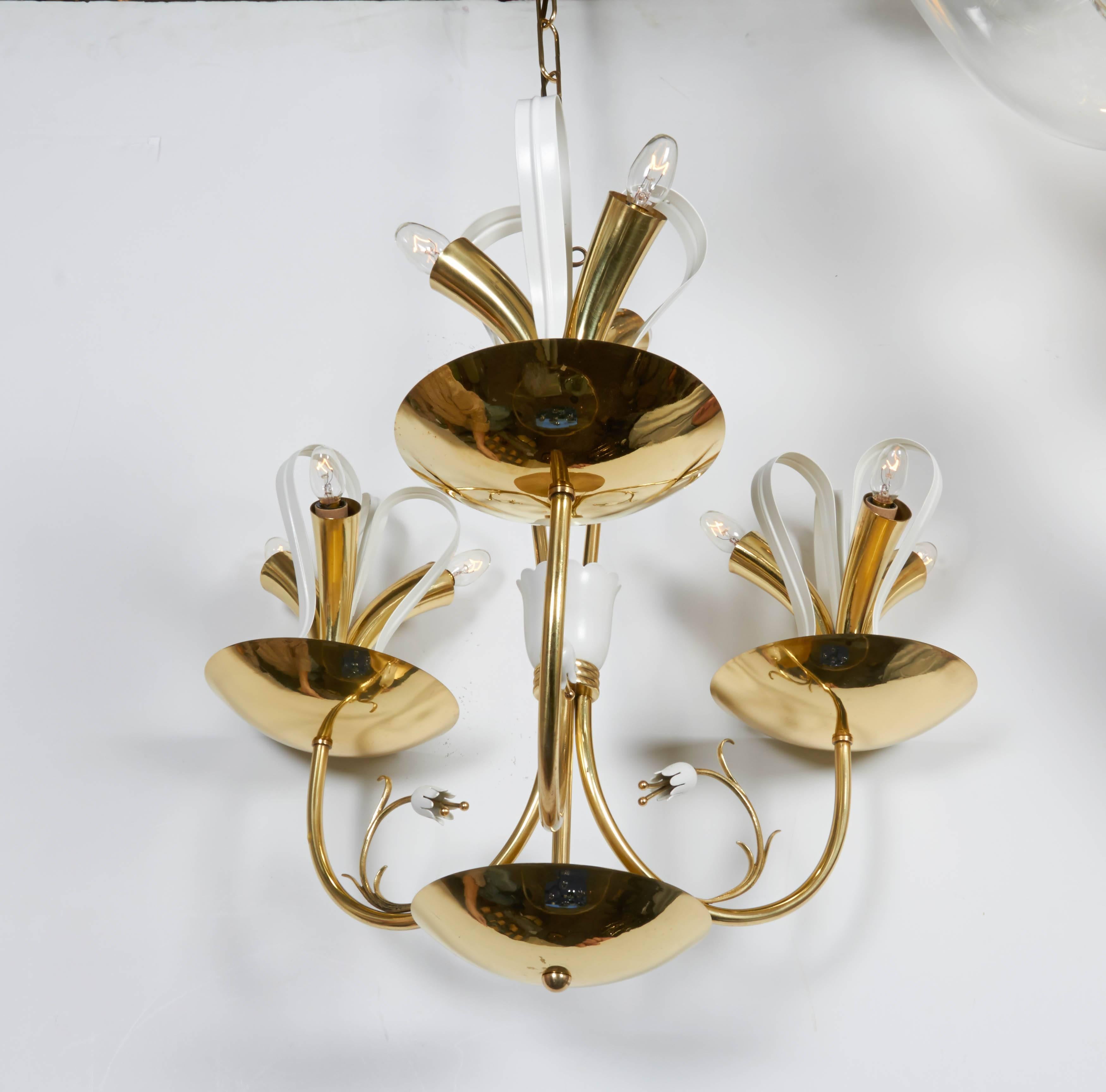 Mid-Century Modern Italian Modern Floral 1940s-1950s Chandelier For Sale