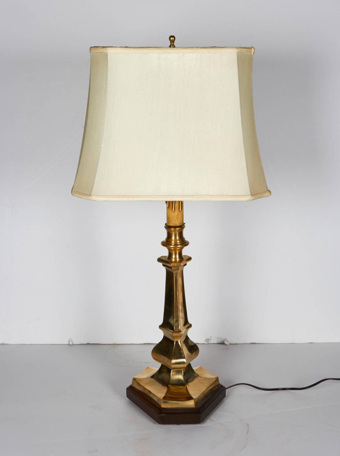Italian Classical Brass Candlestick Table Lamp For Sale at 1stdibs