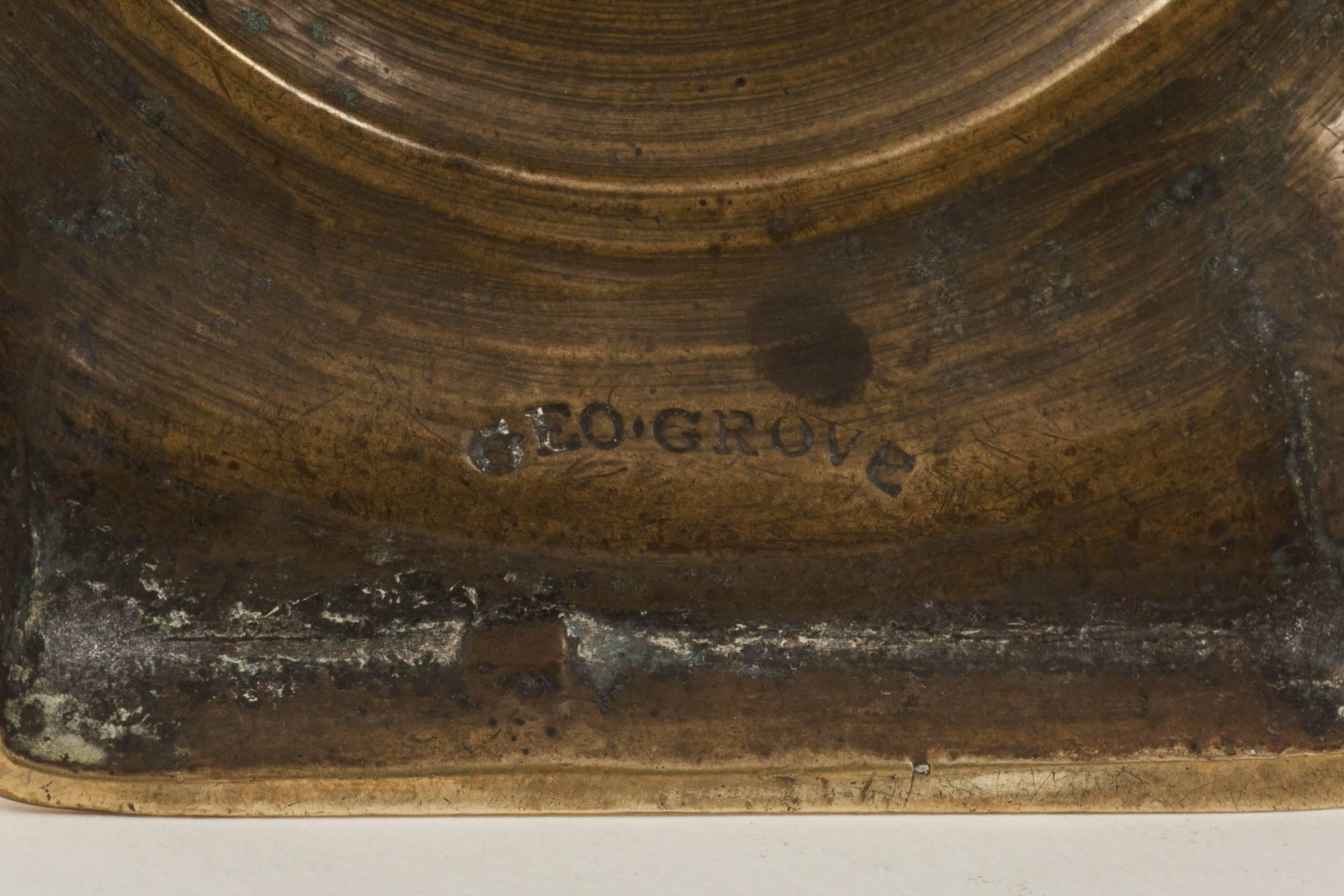Rare Pair of Brass Georgian Candlesticks Stamped by the Maker 