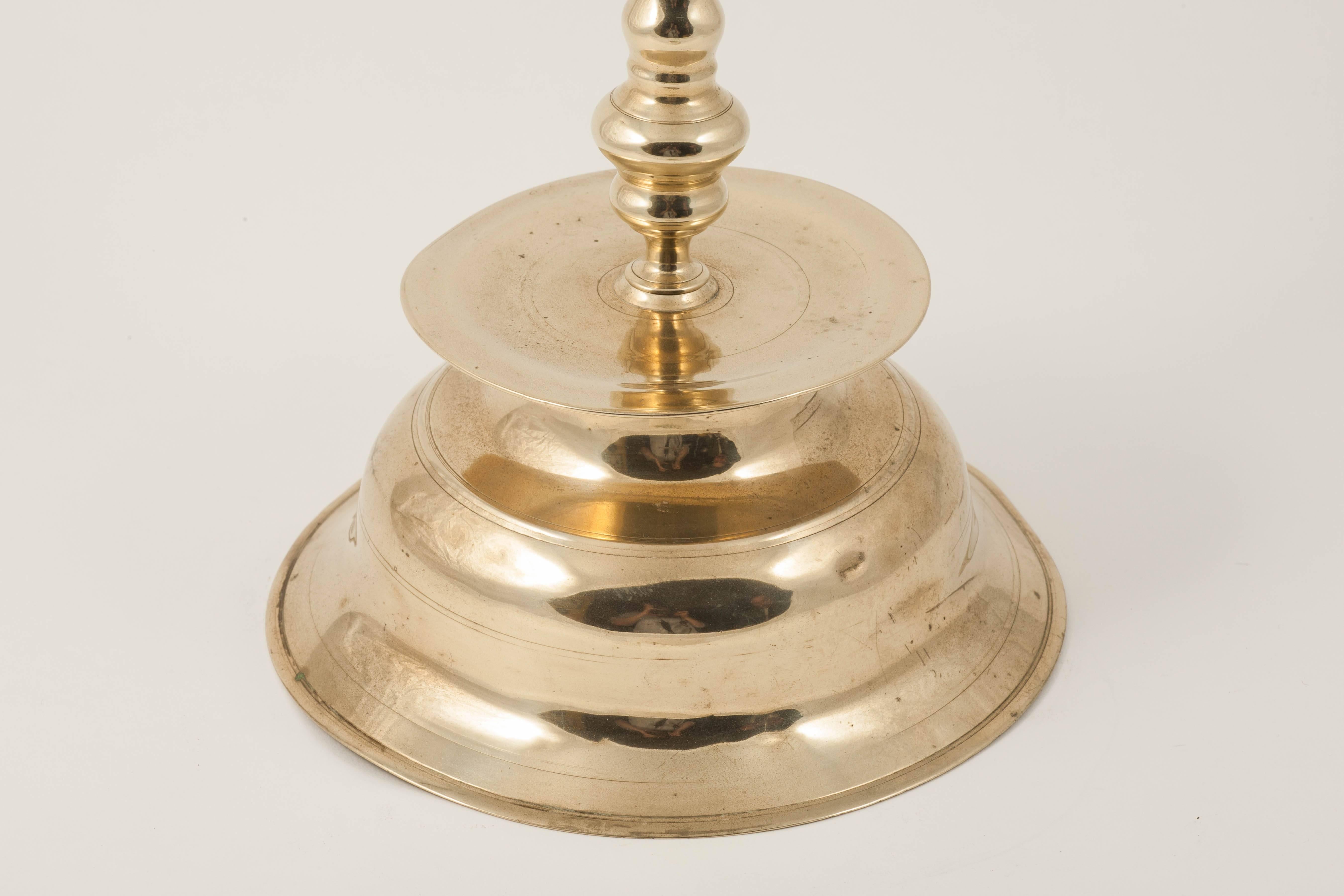 German 17th Century Brass Nuremberg Candlestick, circa 1680