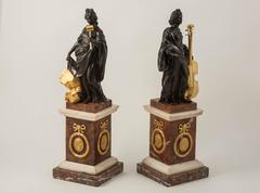 Rare Pair of Allegorical Bronze Figures Attributed to Valadier, Rome, circa 1780