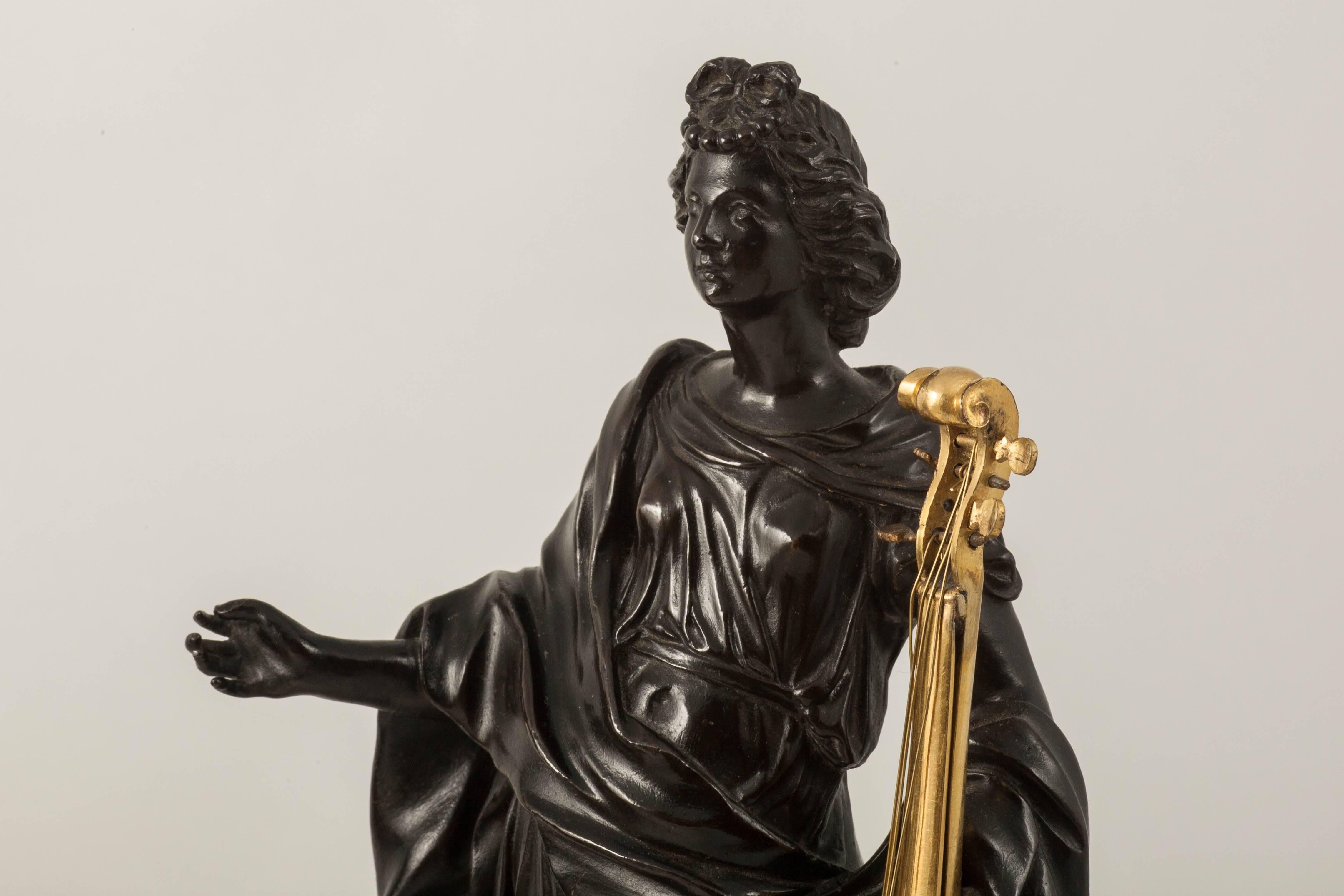 Rare Pair of Allegorical Bronze Figures Attributed to Valadier, Rome, circa 1780 For Sale 3