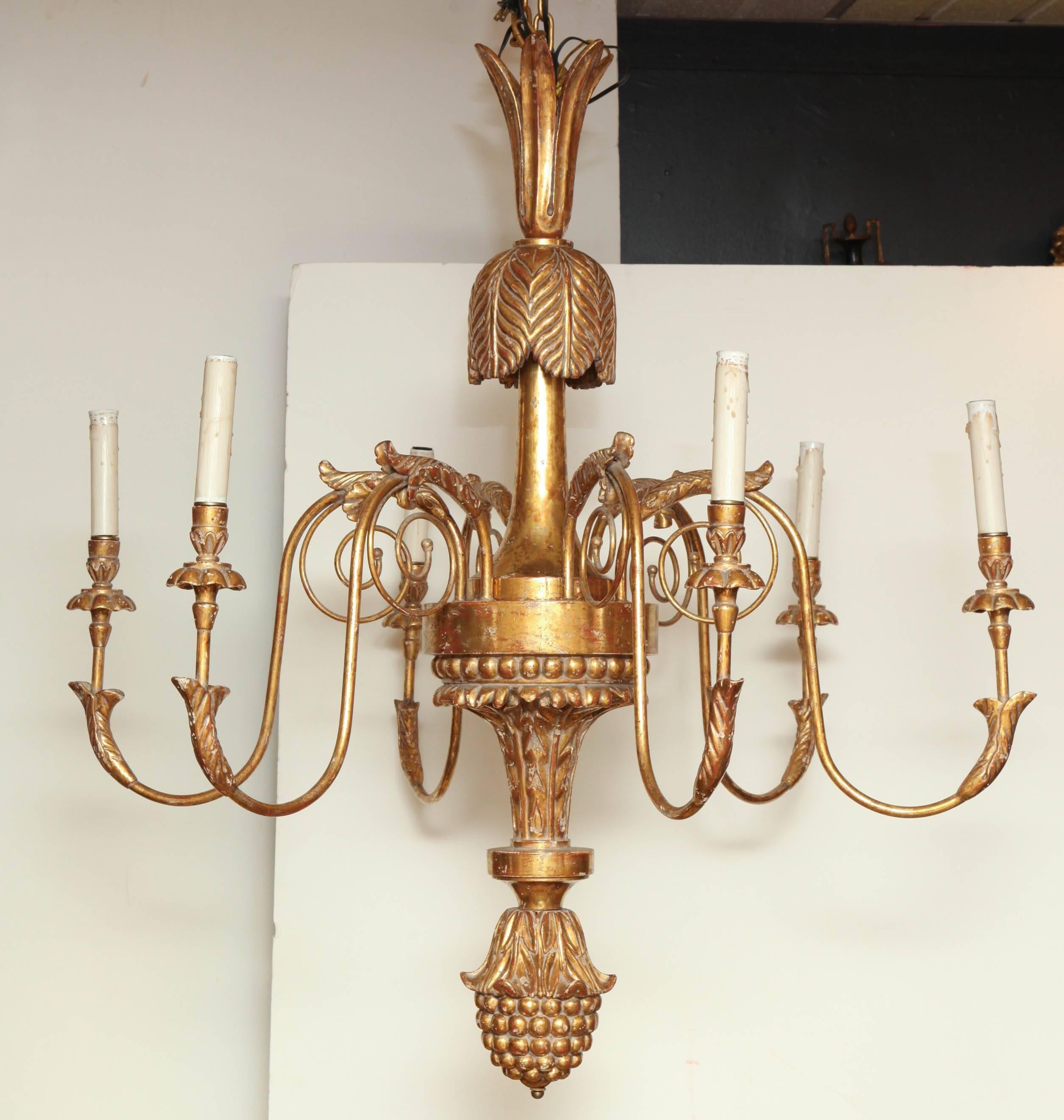 Large Regency Carved Giltwood Chandelier 4