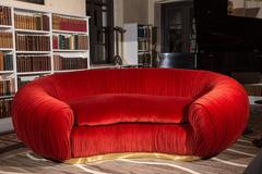 Croissant Sofa on Brushed Brass Base by Gina Berschneider