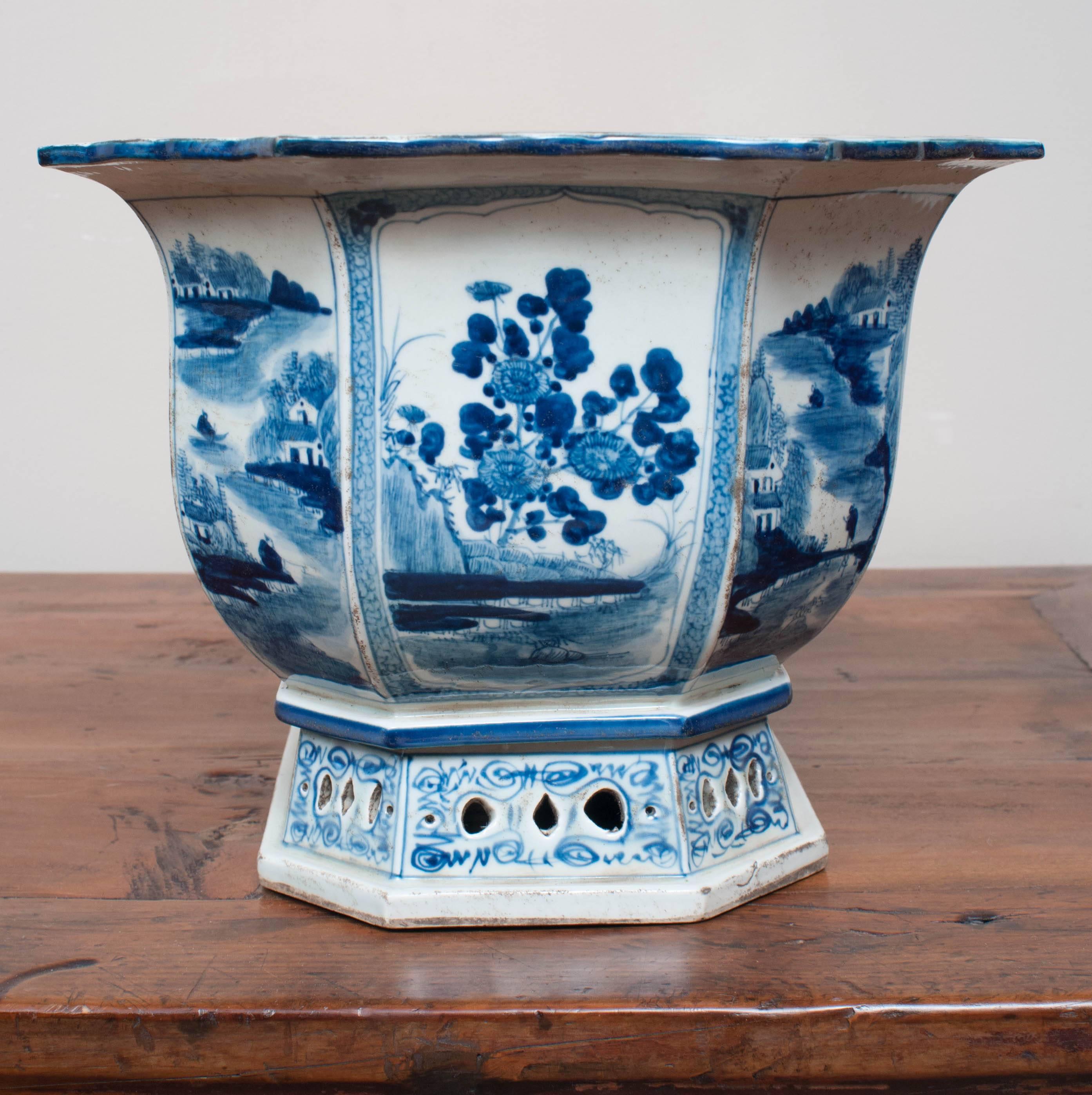 Pair of Blue and White Porcelain Jardinieres 1