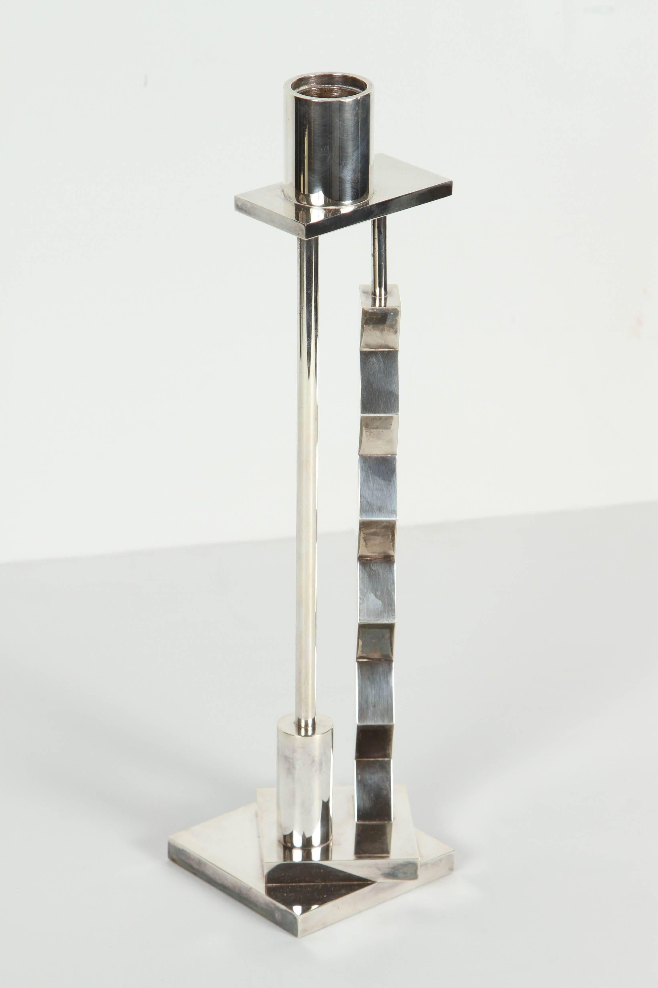 Silver-plated candlestick by Ettore Sottsass for Swid Powell. c.1980.