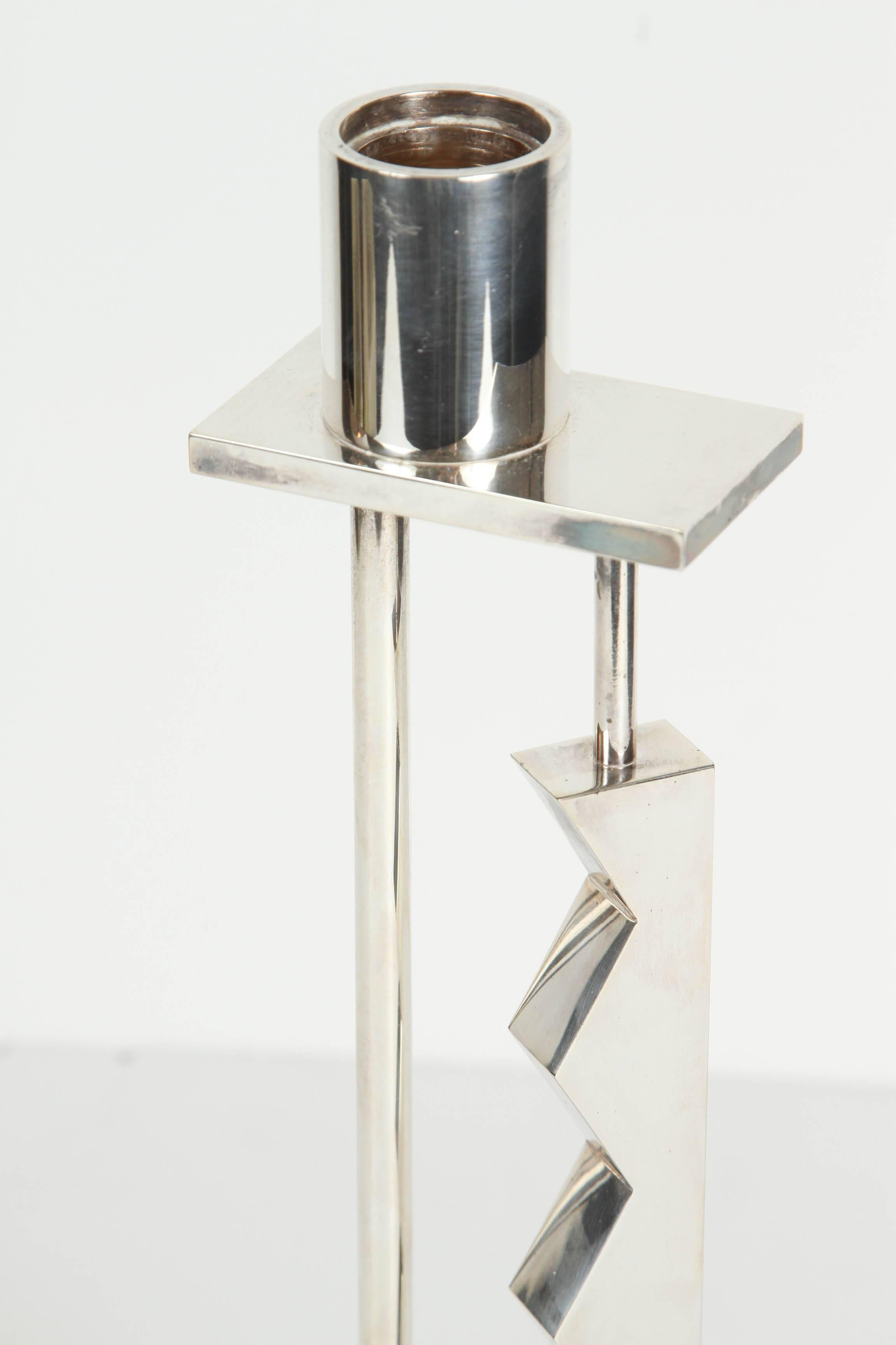 Silver-Plated Candlestick by Ettore Sottsass for Swid Powell In Excellent Condition In Los Angeles, CA