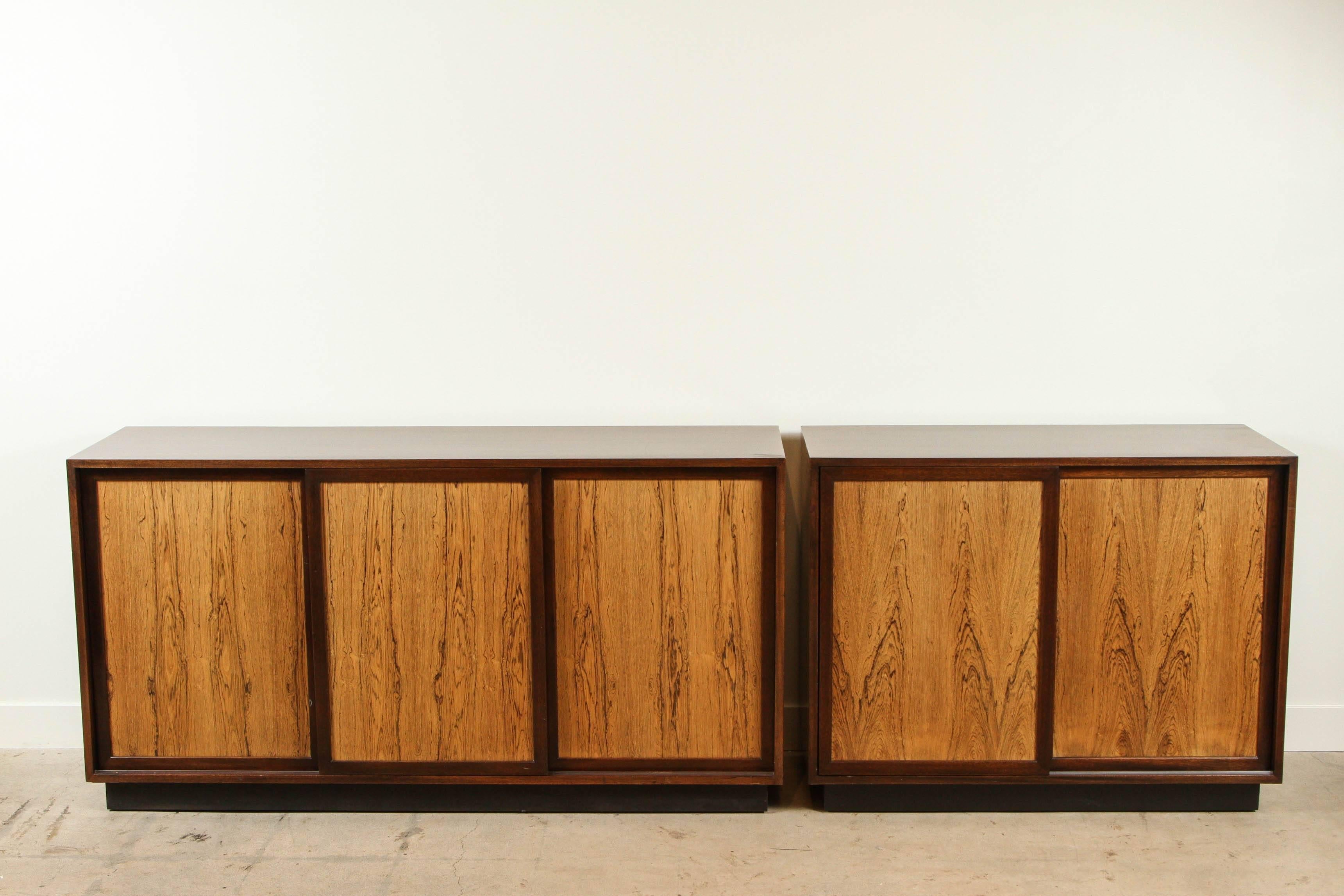 Mahogany and bleached rosewood three-door credenza by Harvey Probber.