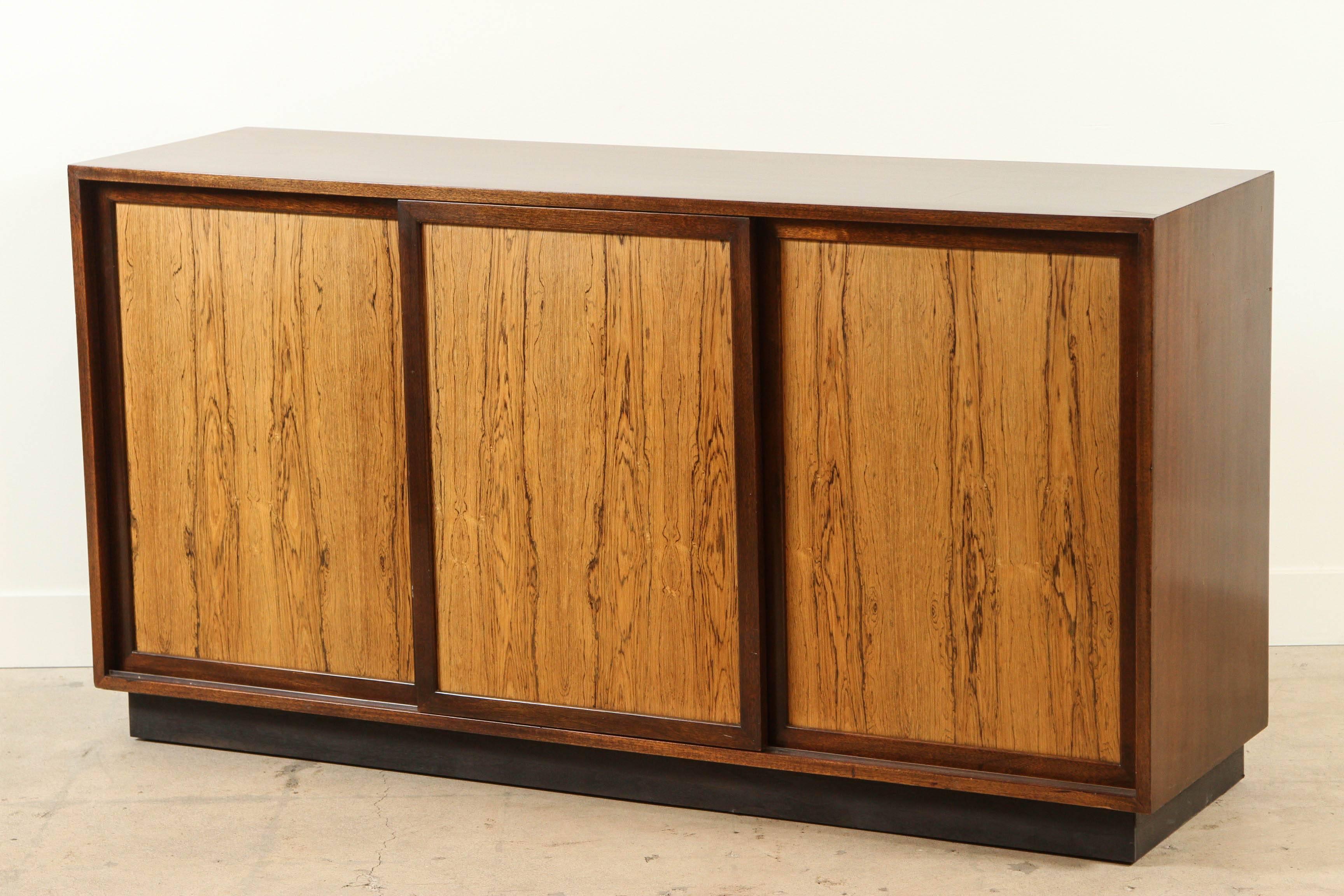 Mahogany and Bleached Rosewood Three-Door Credenza by Harvey Probber 2