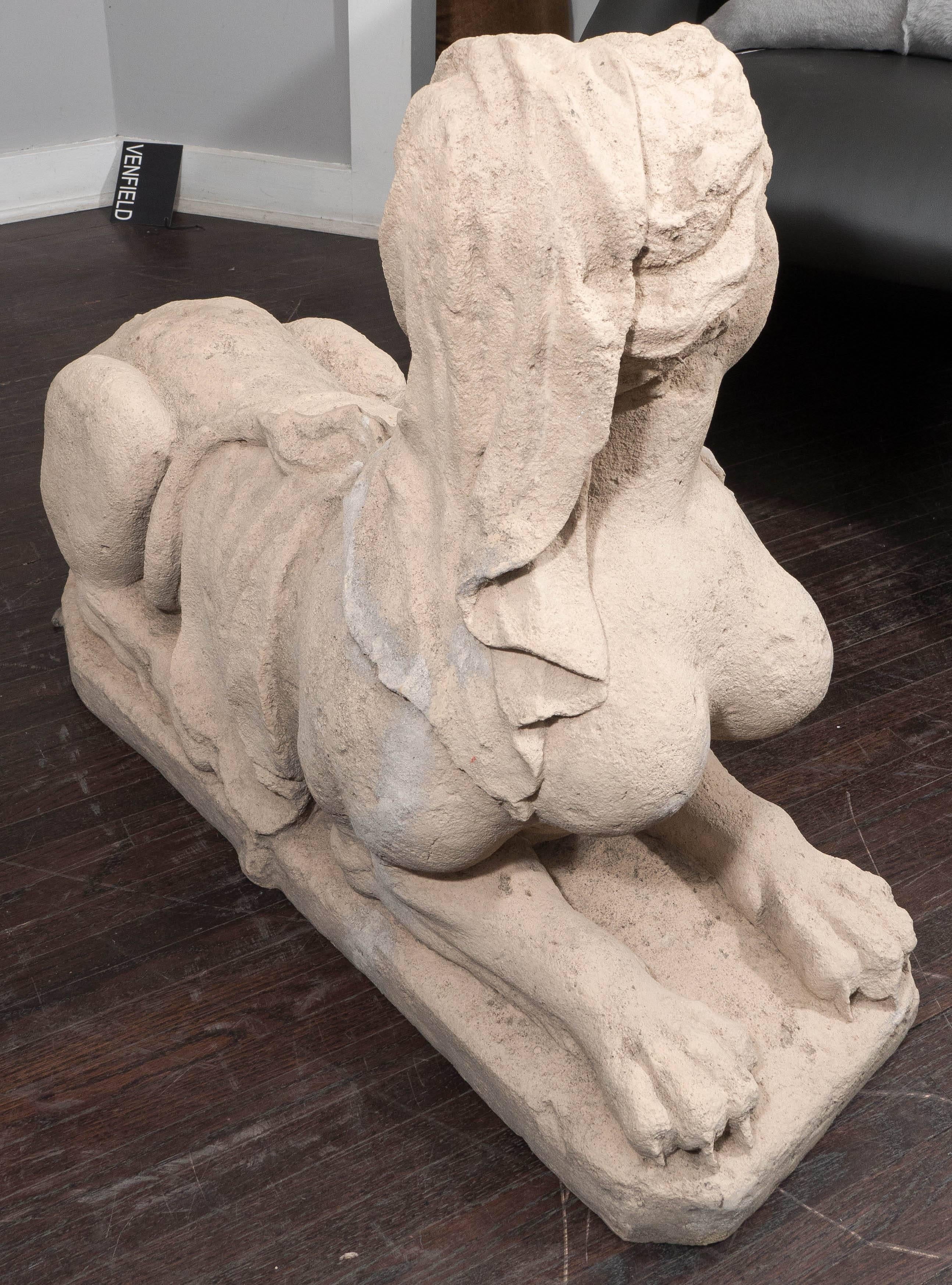 Pair of 1920's European Female Sphinx Statues 2