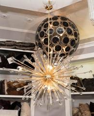 Custom Teardrop Oval Sputnik Chandelier in Brass