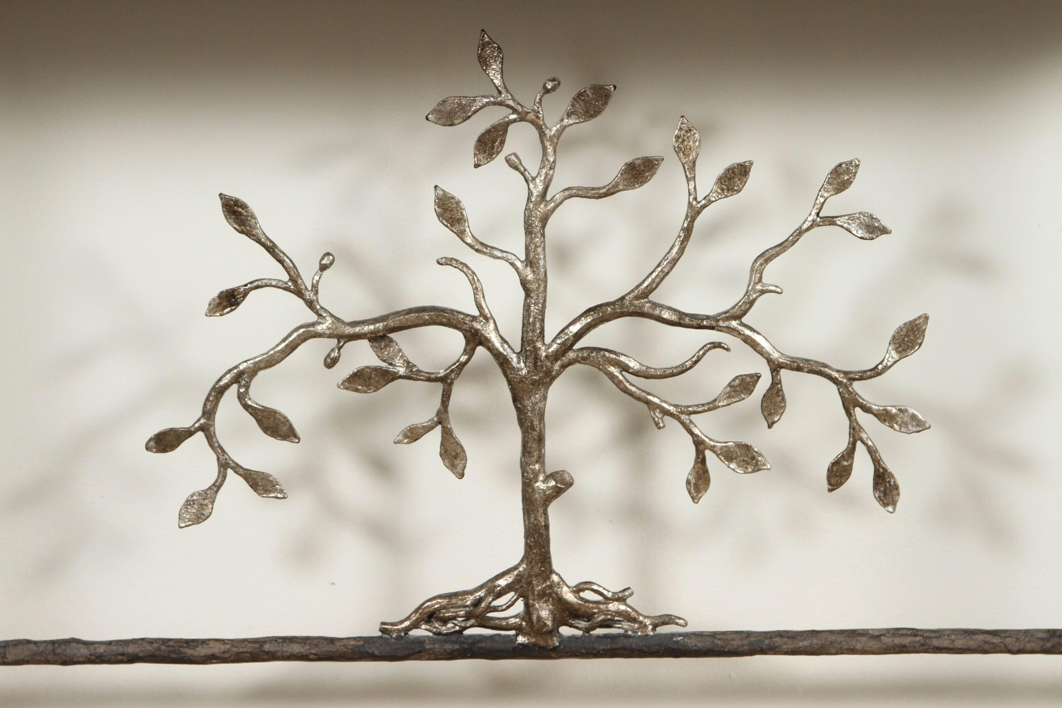 American Giacometti Style Console Table with Silver Limestone Top