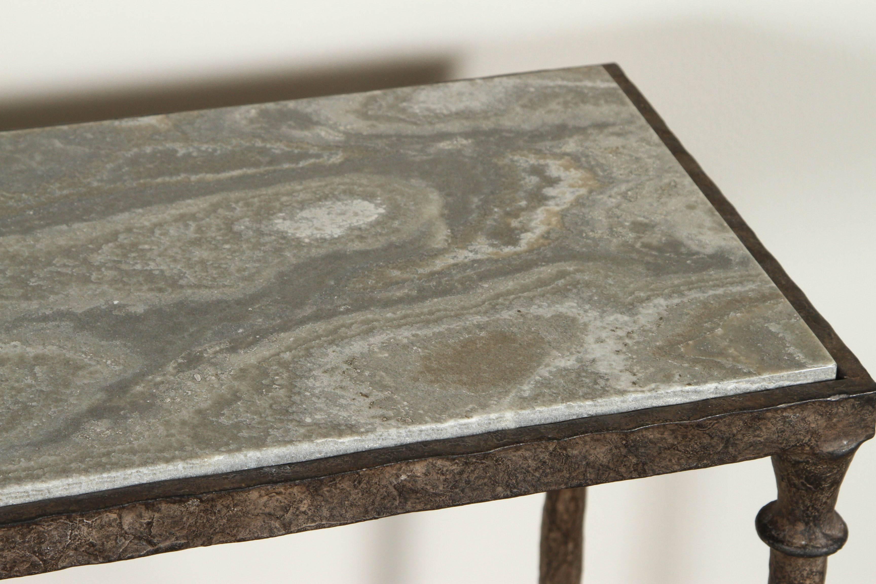Giacometti Style Console Table with Silver Limestone Top 2