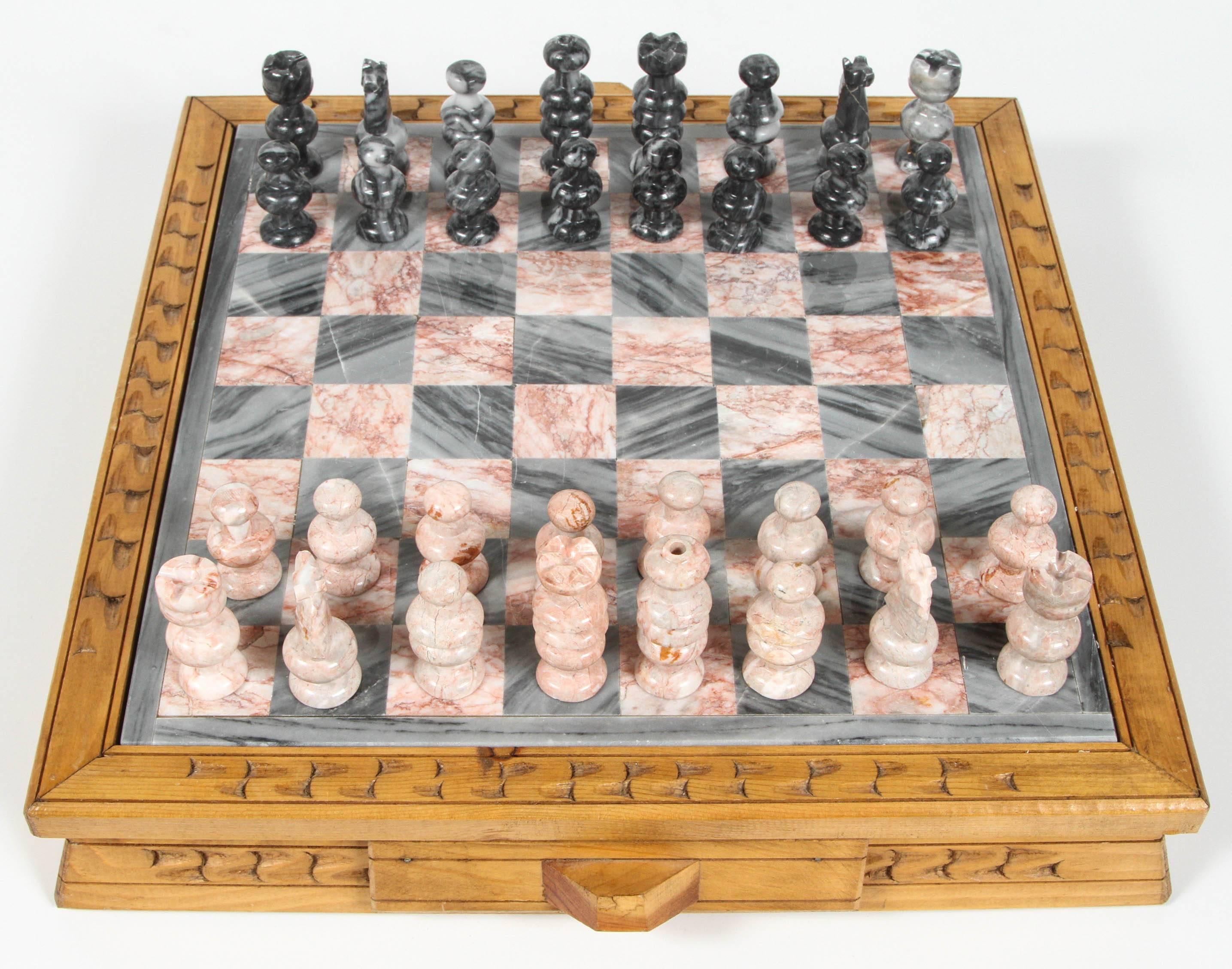 Mid-20th Century Marble Chess Set