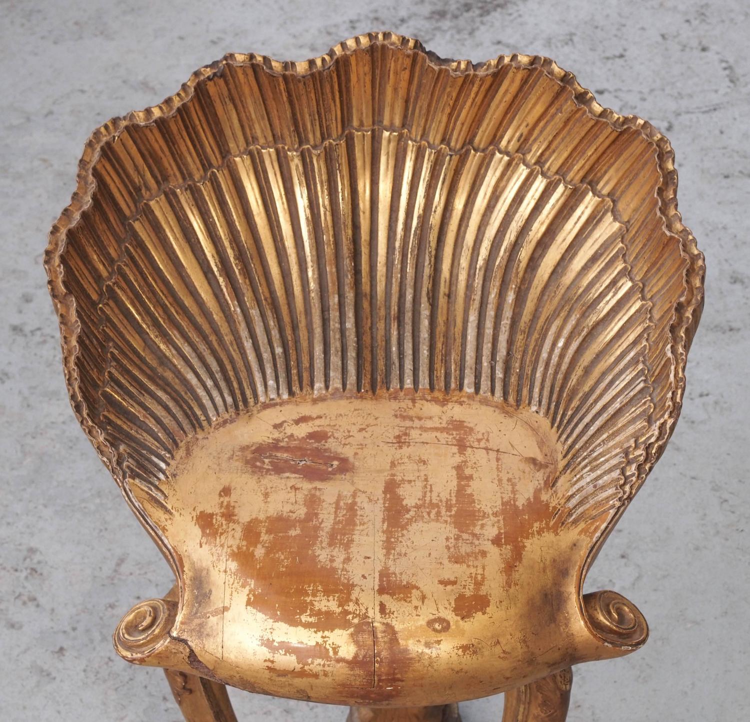 Gilt Wood Grotto Stool For Sale at 1stdibs