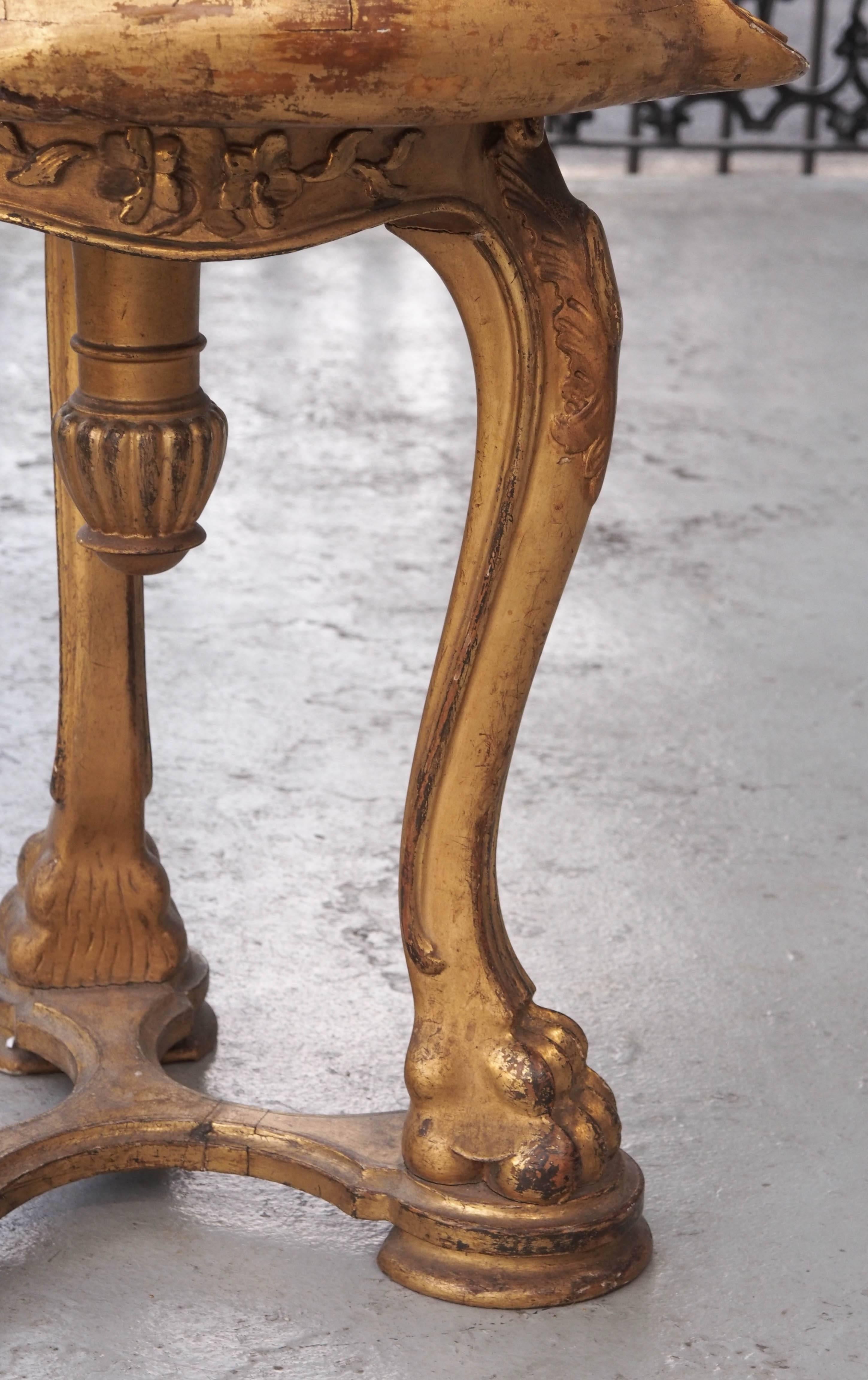 Venetian Gilt Wood Grotto Stool In Good Condition In Natchez, MS