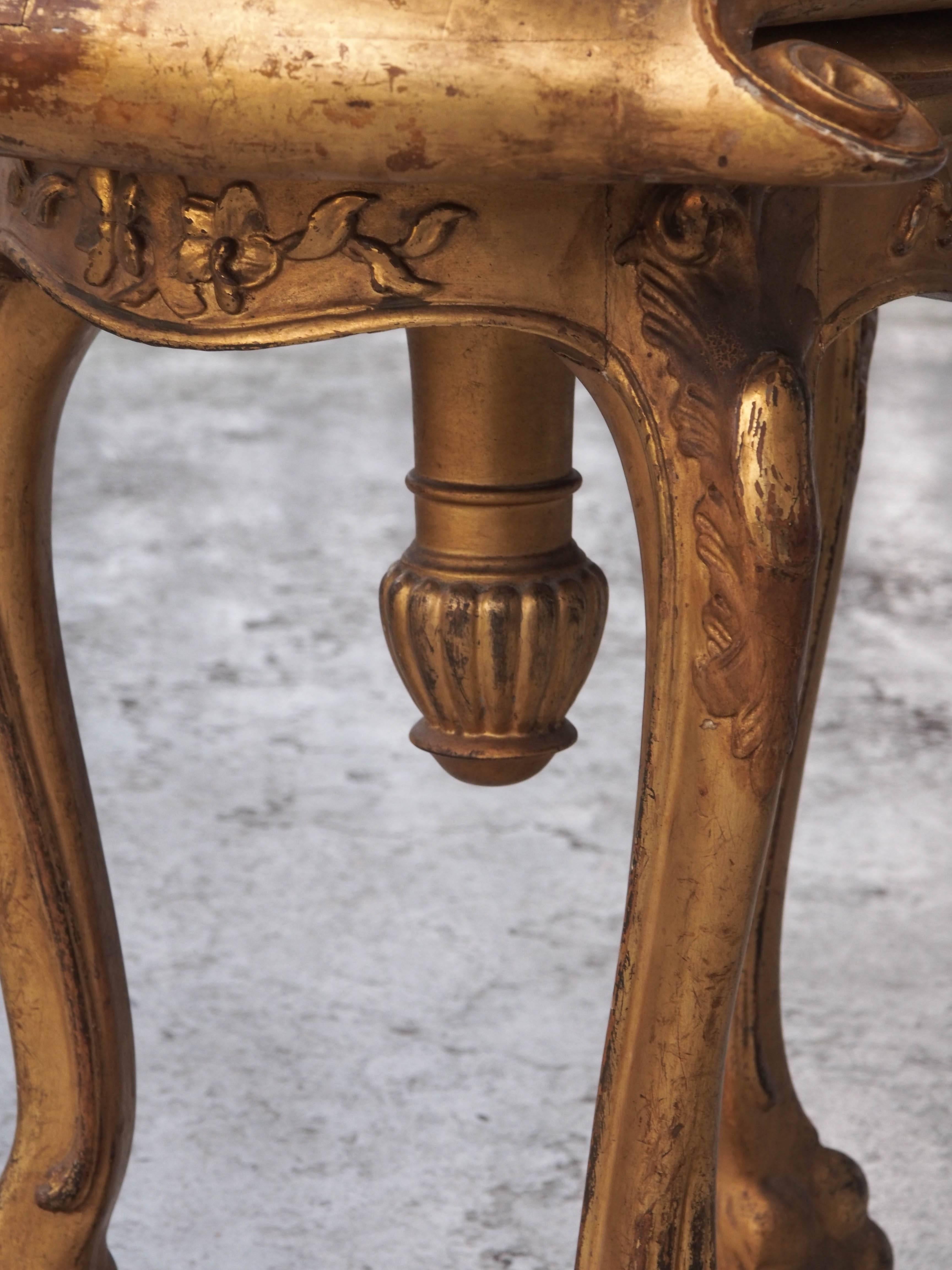 19th Century Venetian Gilt Wood Grotto Stool