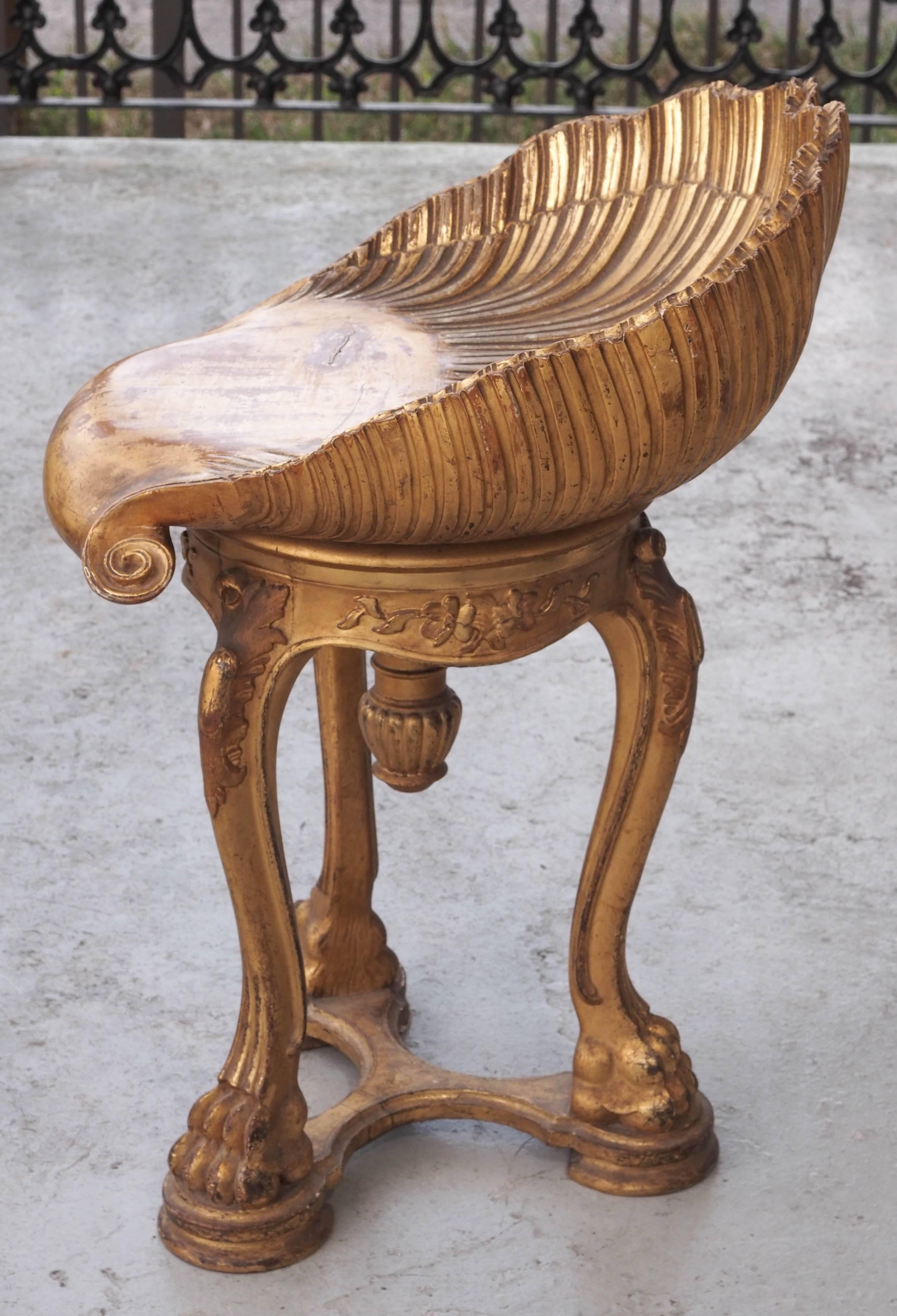 Venetian Gilt Wood Grotto Stool 1