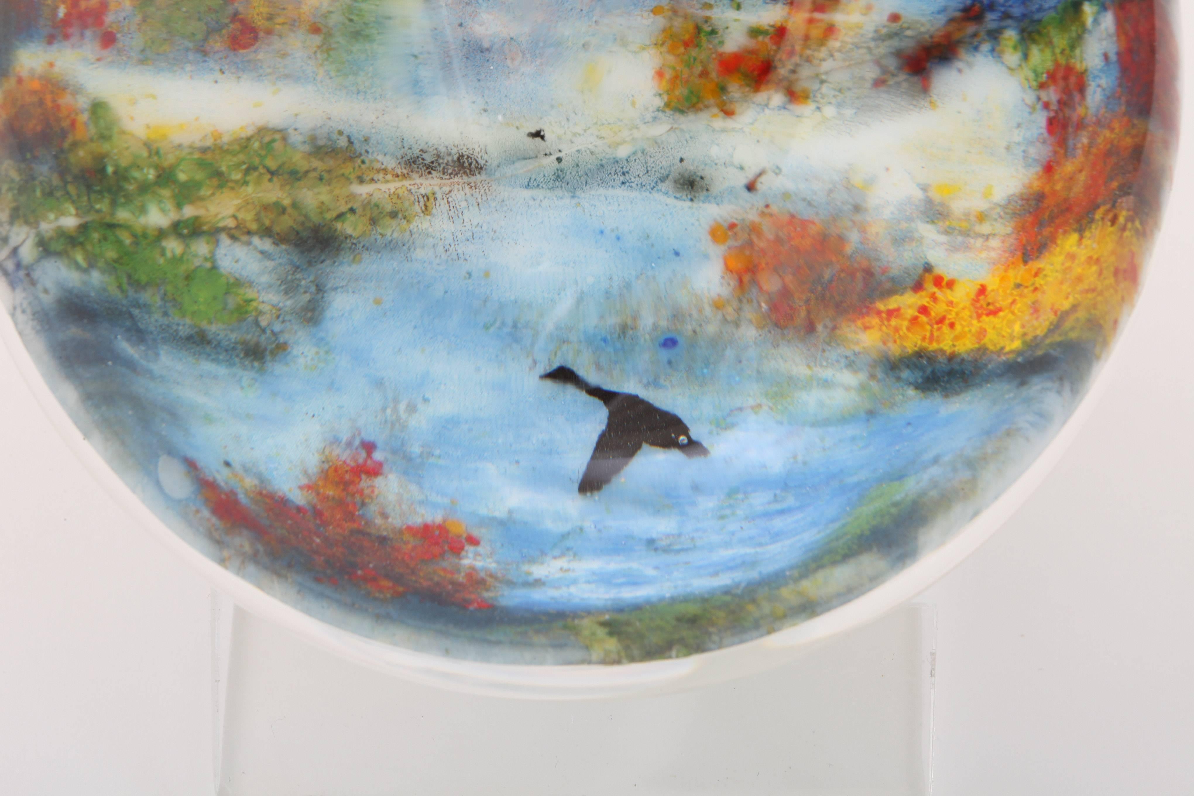 A beautiful Rick Ayotte glasscape paperweight titled 