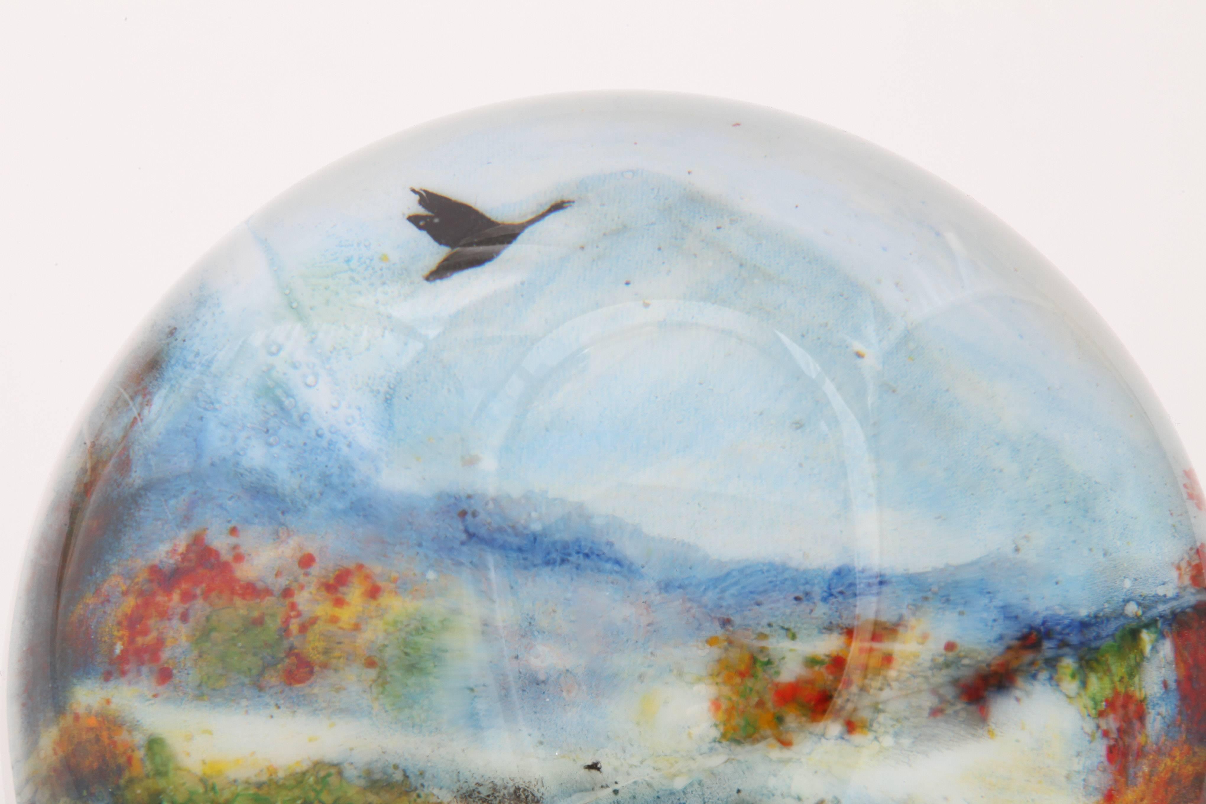American Rick Ayotte Glasscape Paperweight Titled 