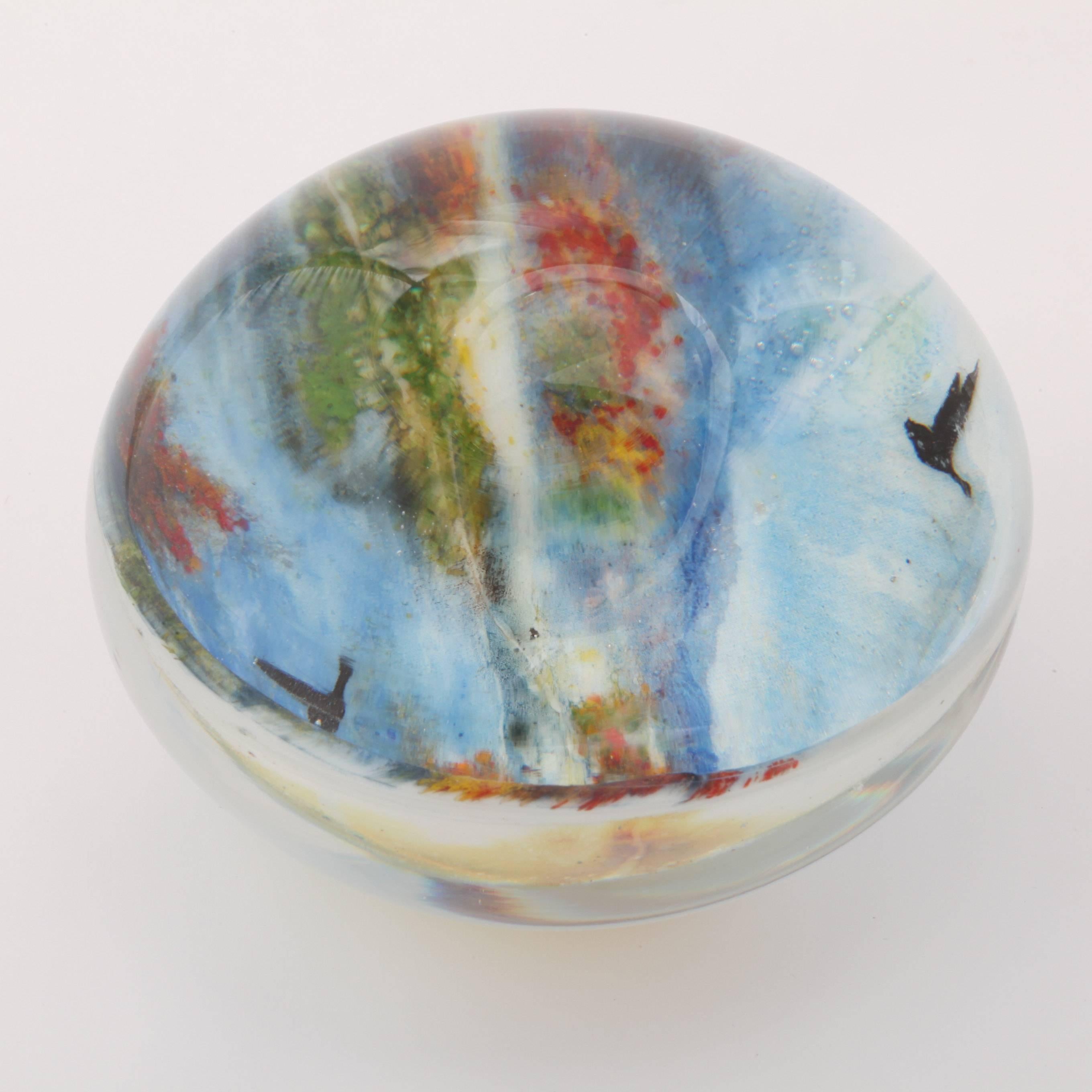 Rick Ayotte Glasscape Paperweight Titled 