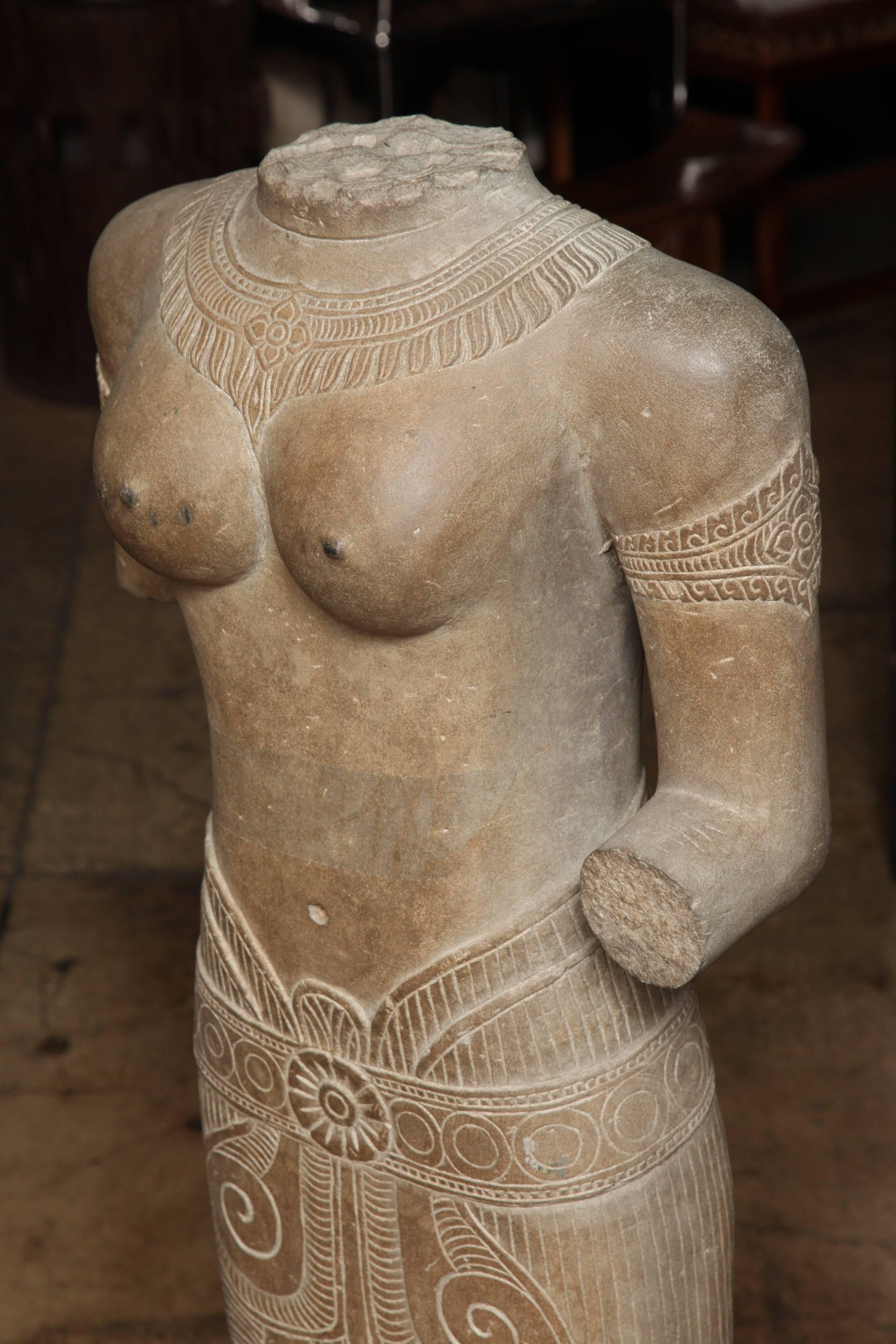 A Carved Female Stone Torso 1