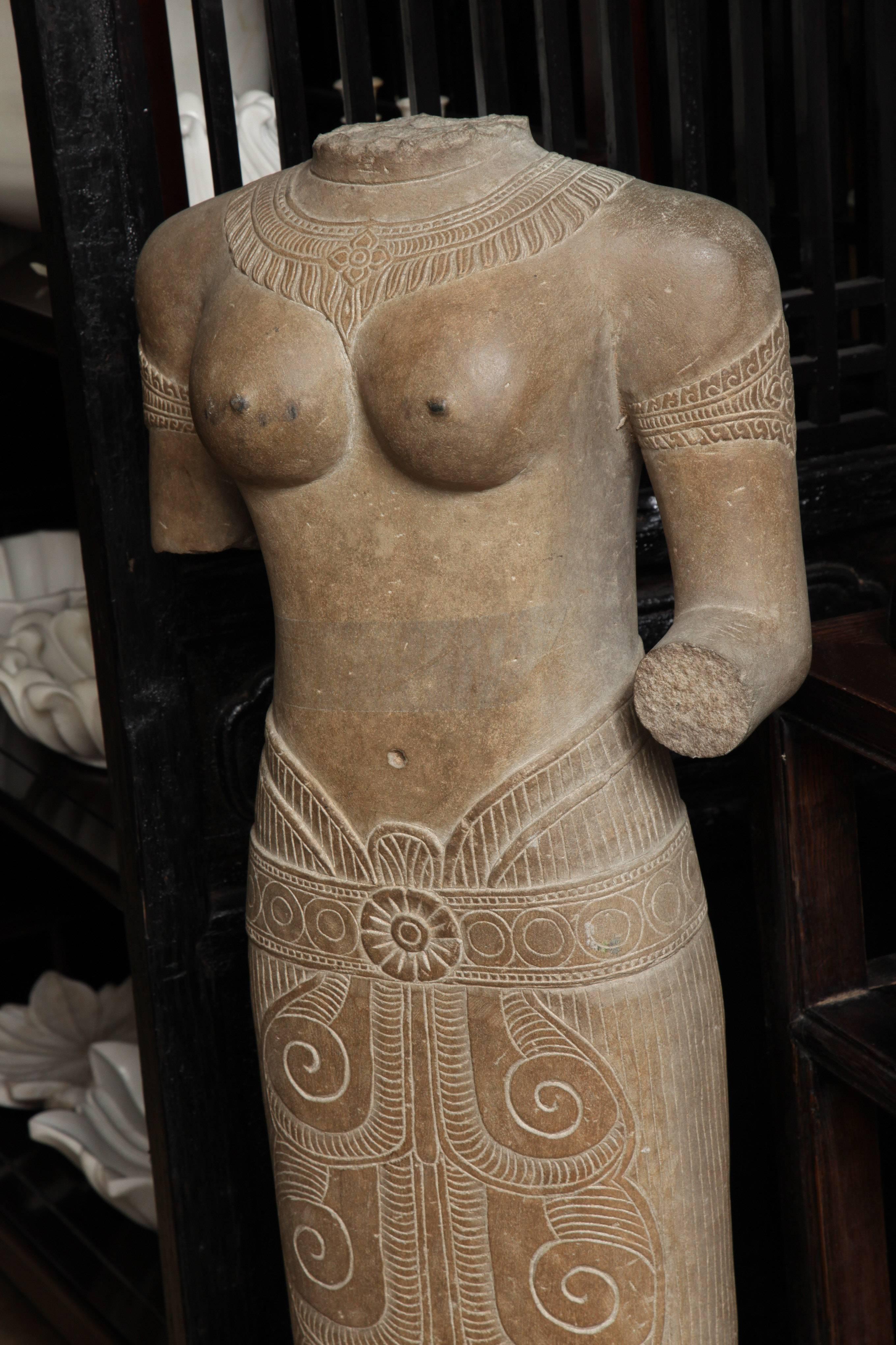 A Carved Female Stone Torso 4