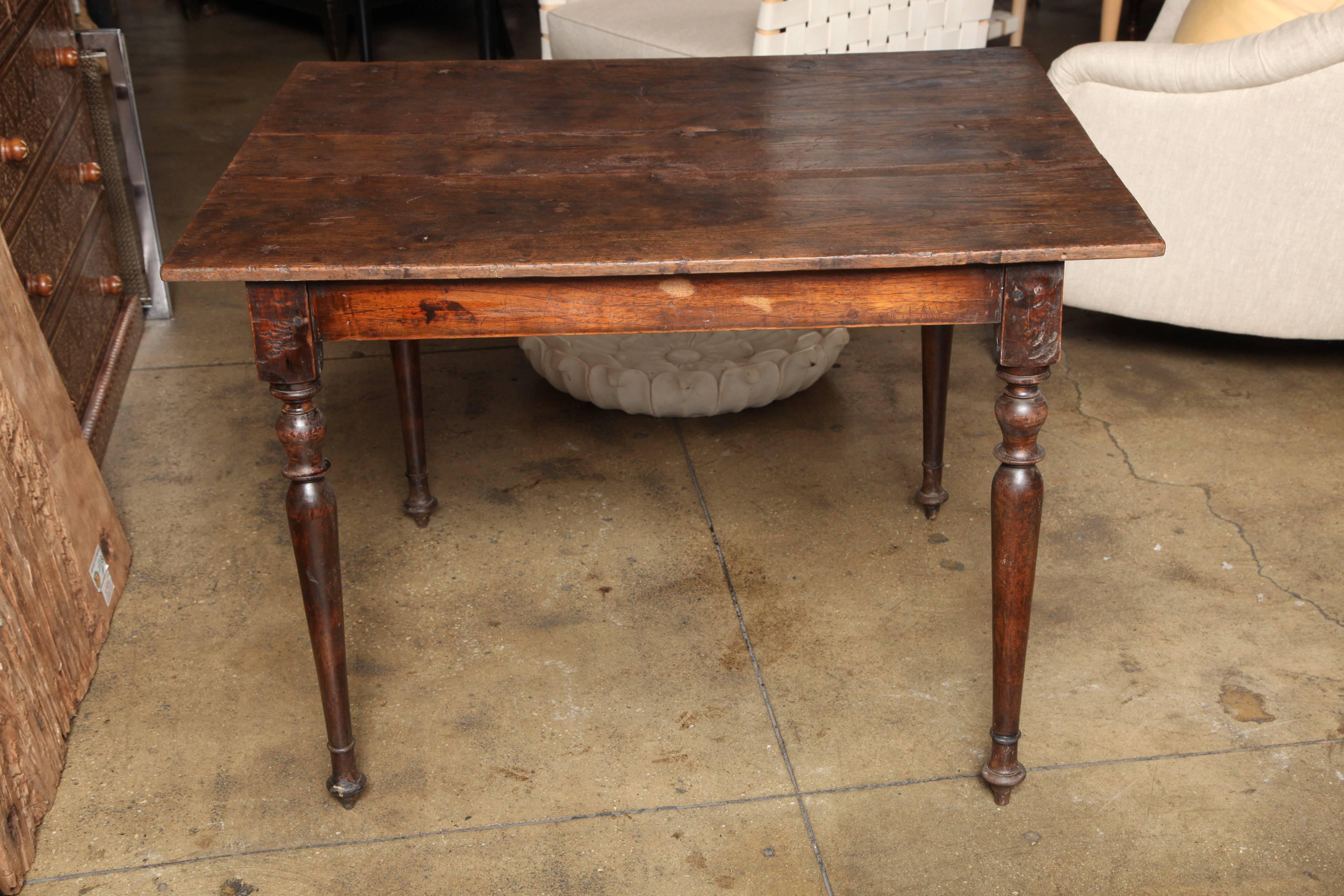 Hand-Carved Dutch Colonial Teak Wood Table from Indonesia, Early 20th Century