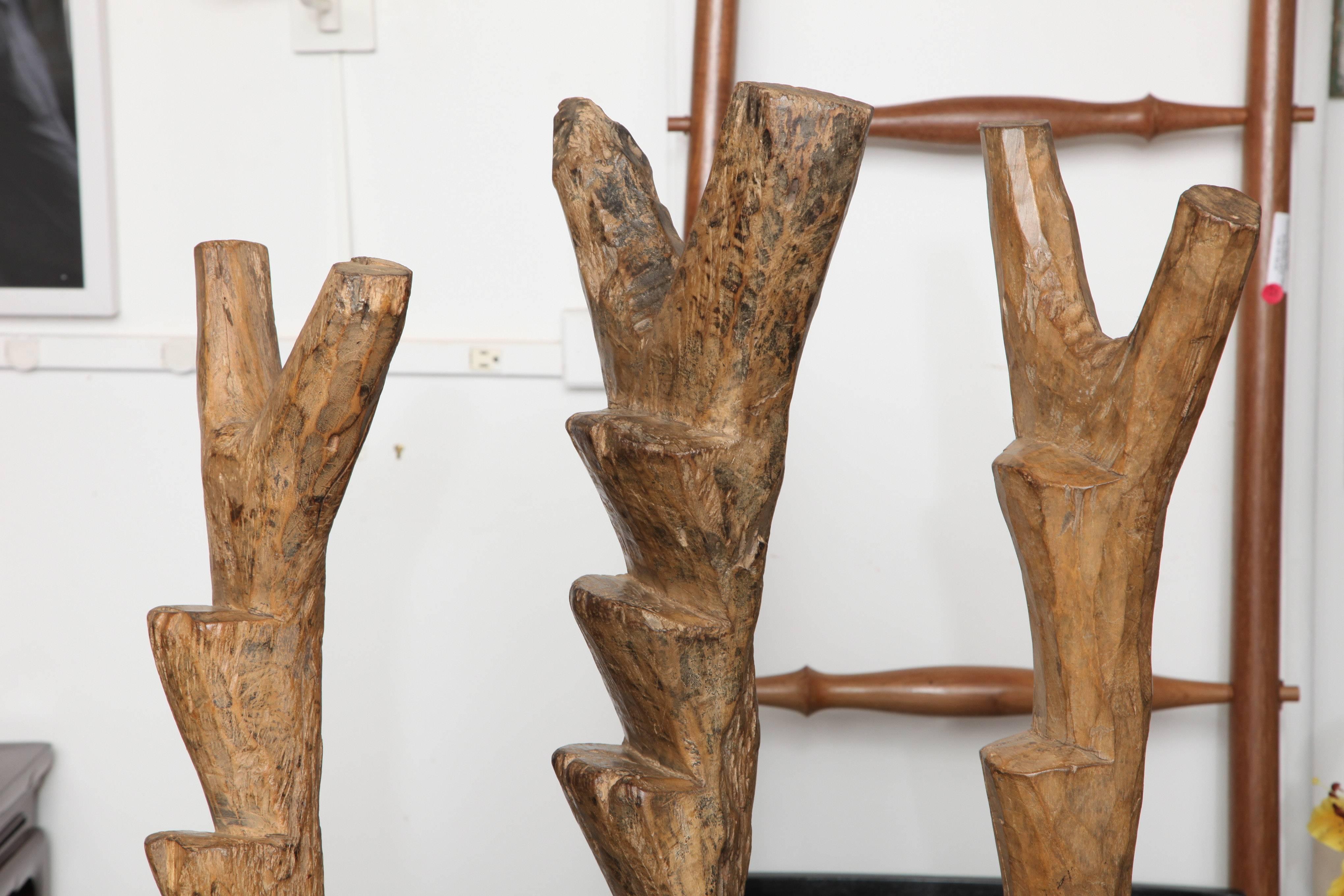 Carved Dogon Ladder Model Sculptures Mounted