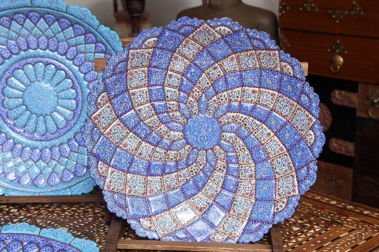 Iranian Minakari Plates, Vitreous Enamel on Copper For Sale at 1stdibs