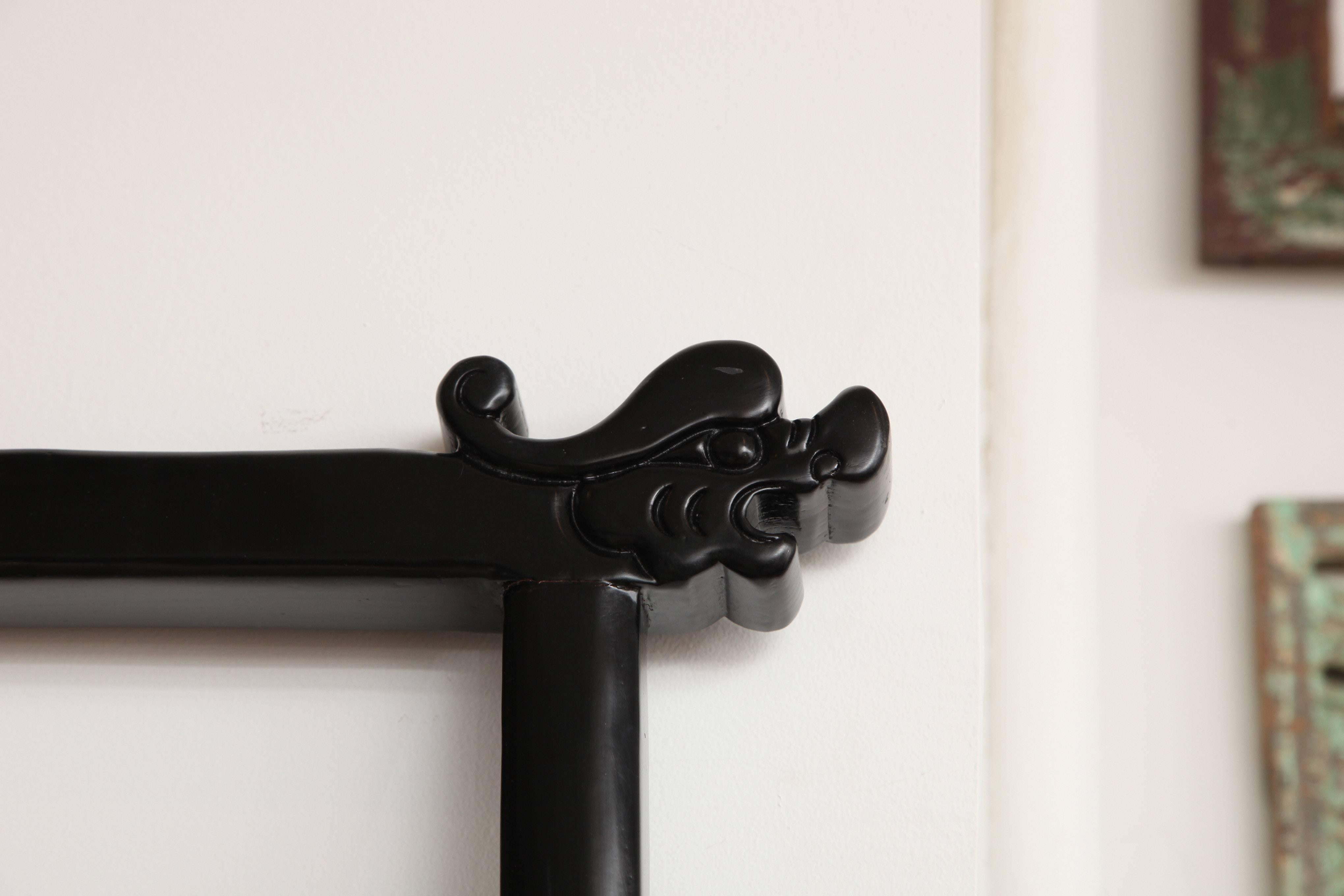 Decorative Black Lacquered Towel Rack In Excellent Condition In New York, NY