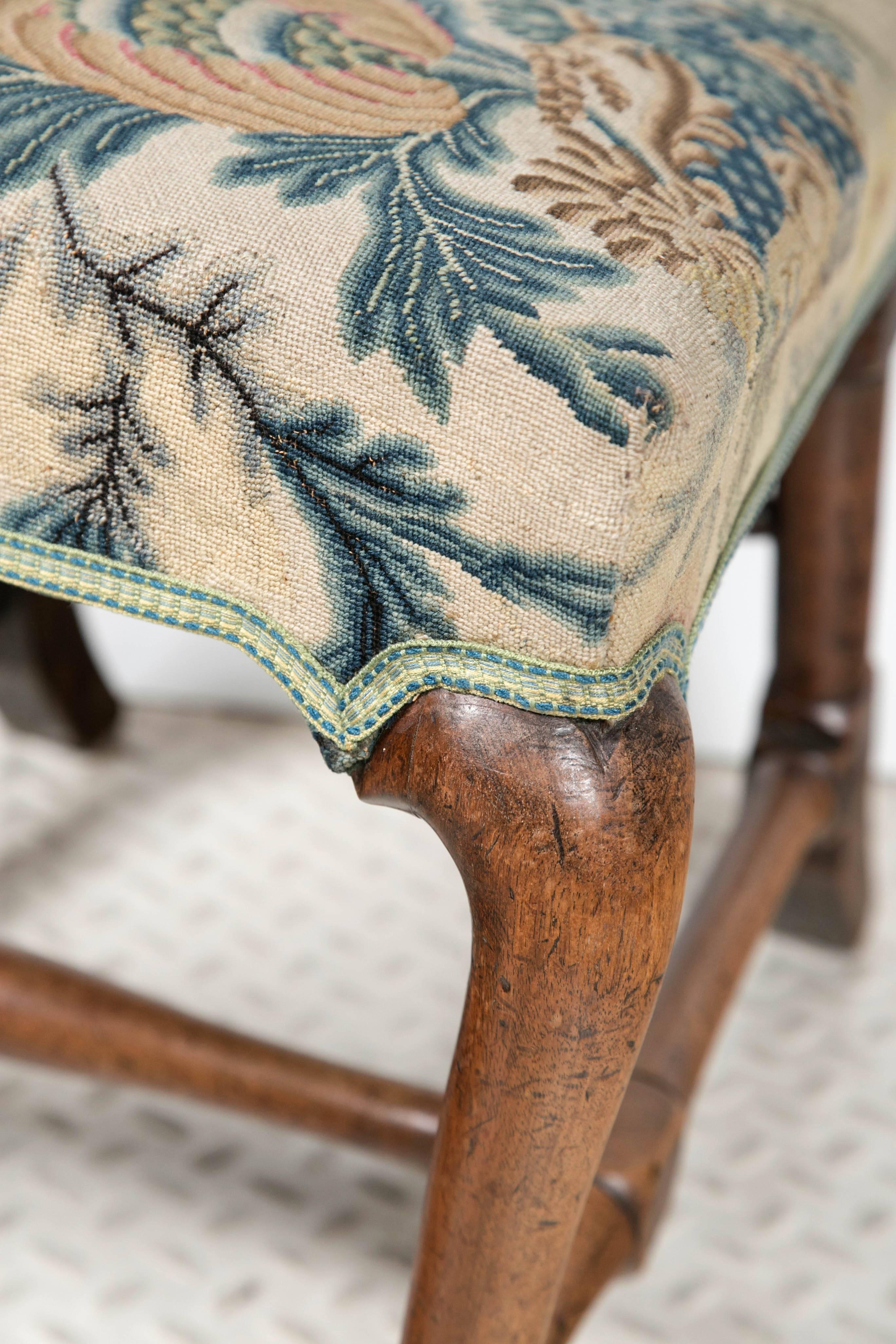 Needlepoint 18th Century Queen Anne Side Chairs 