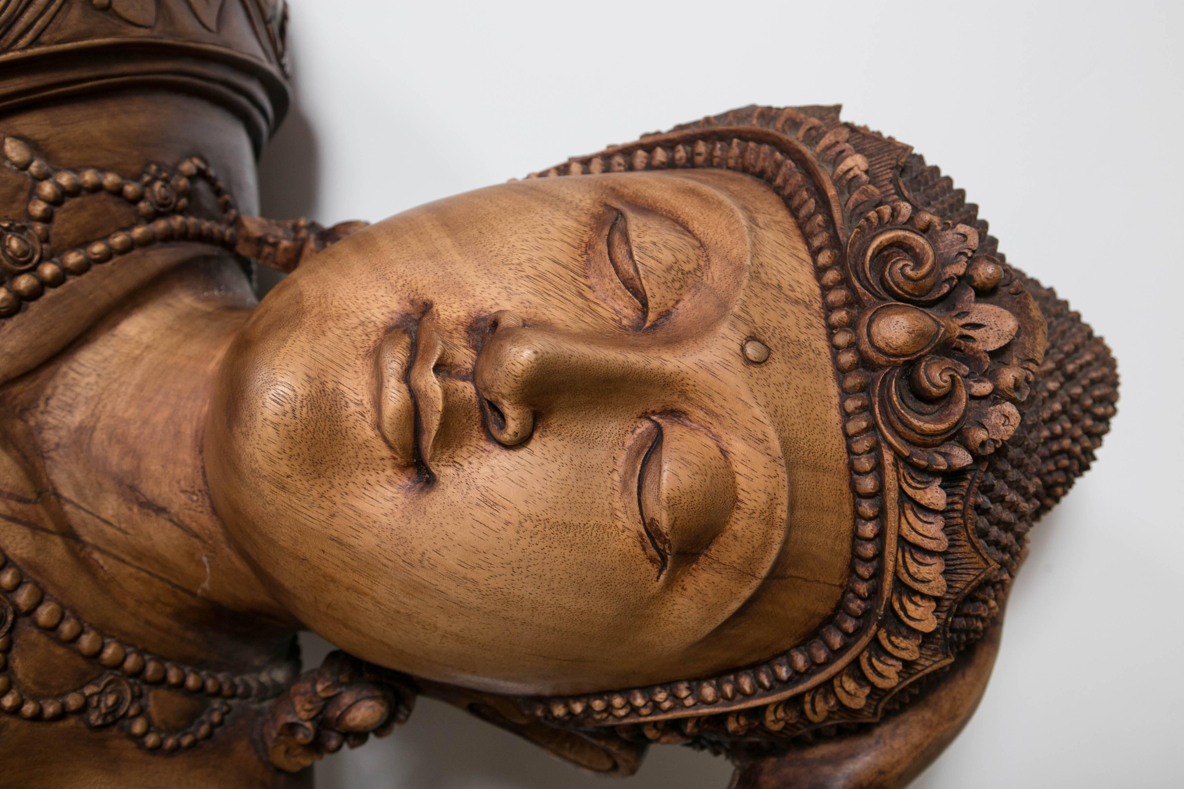 Late 20th Century Hand Carved Buddha with Table
