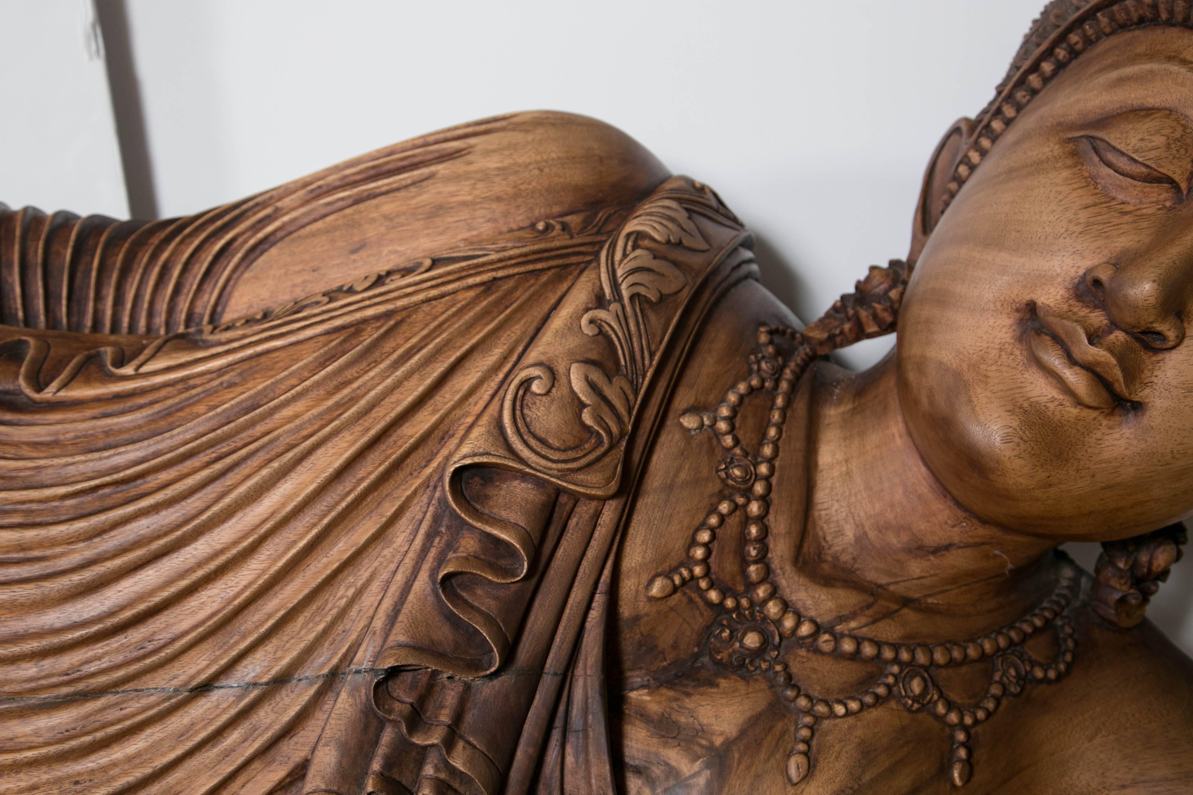 Mahogany Hand Carved Buddha with Table