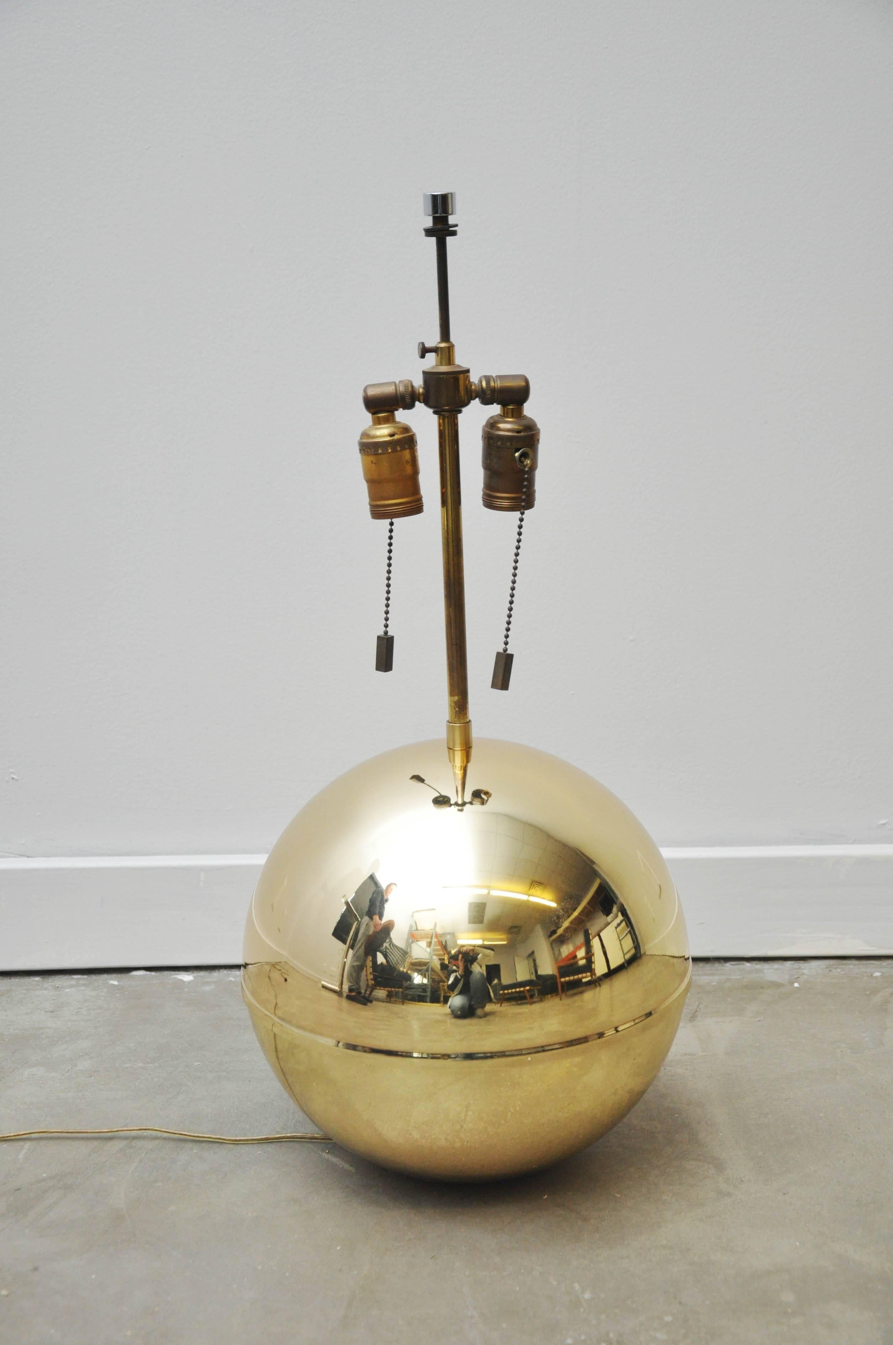 American Karl Springer Brass Sphere Table Lamp