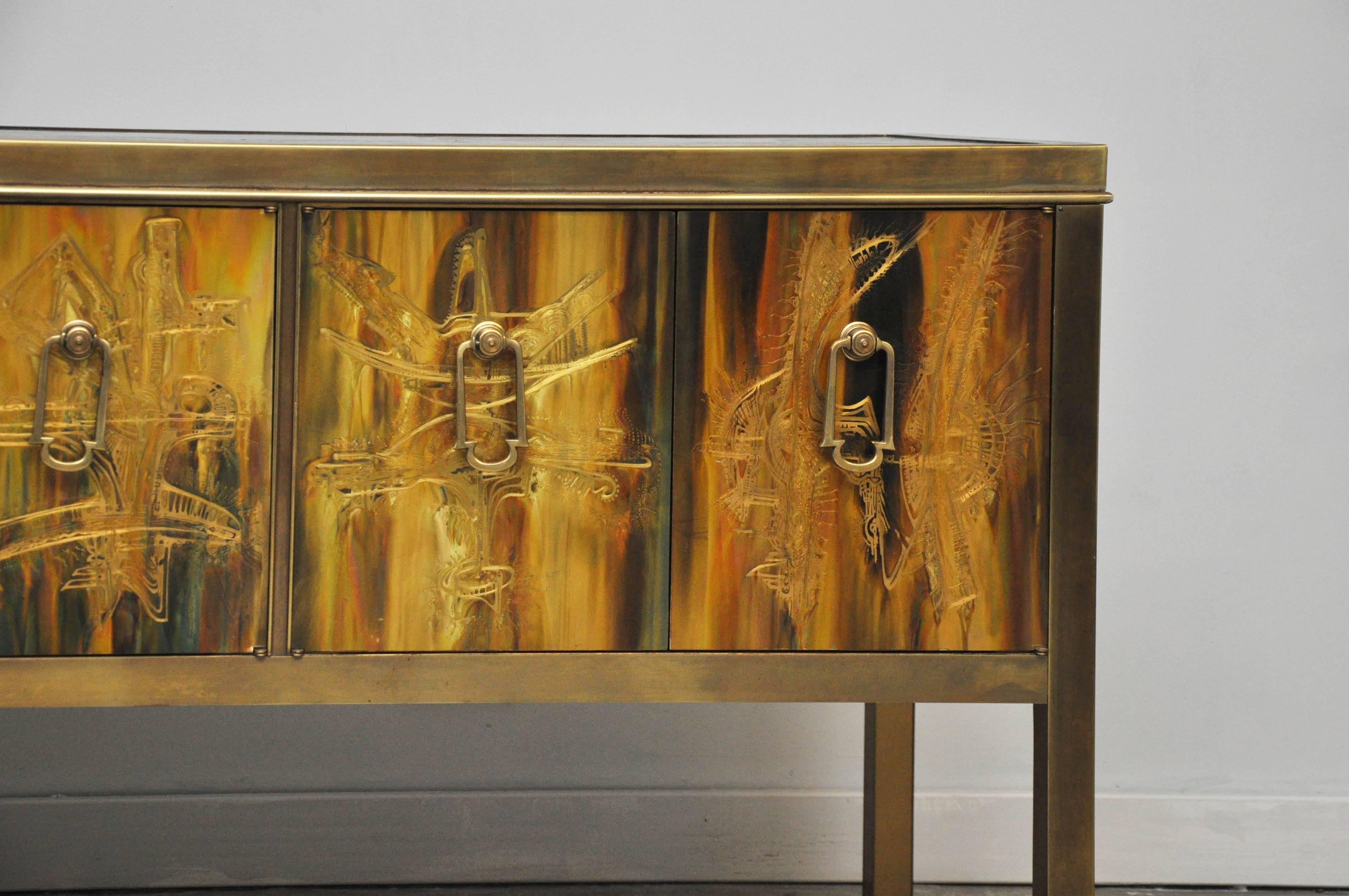 Mid-Century Modern Mastercraft Brass Credenza by Bernhard Rohne