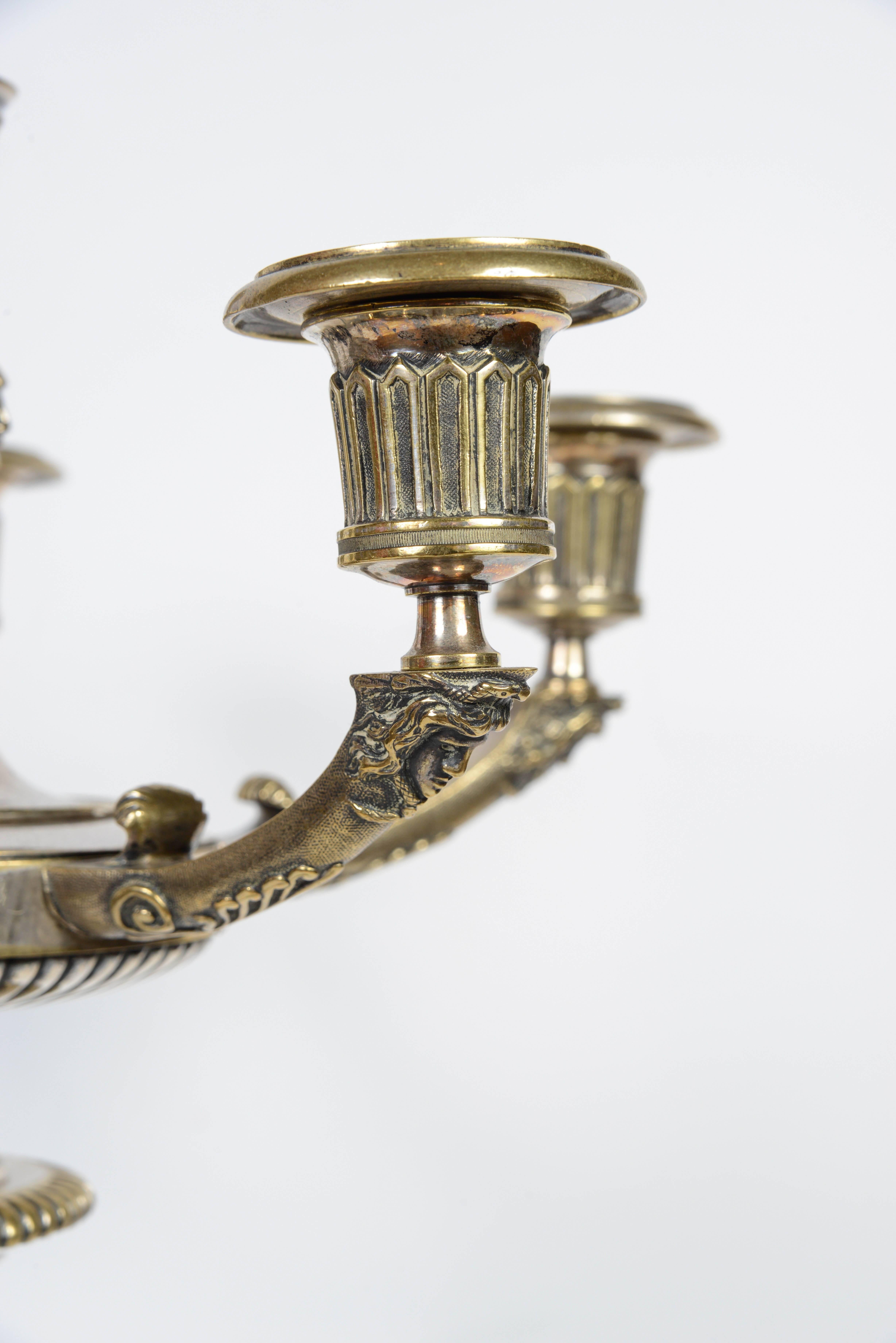 Bronze Pair of Empire Period Candelabras by Claude Galle