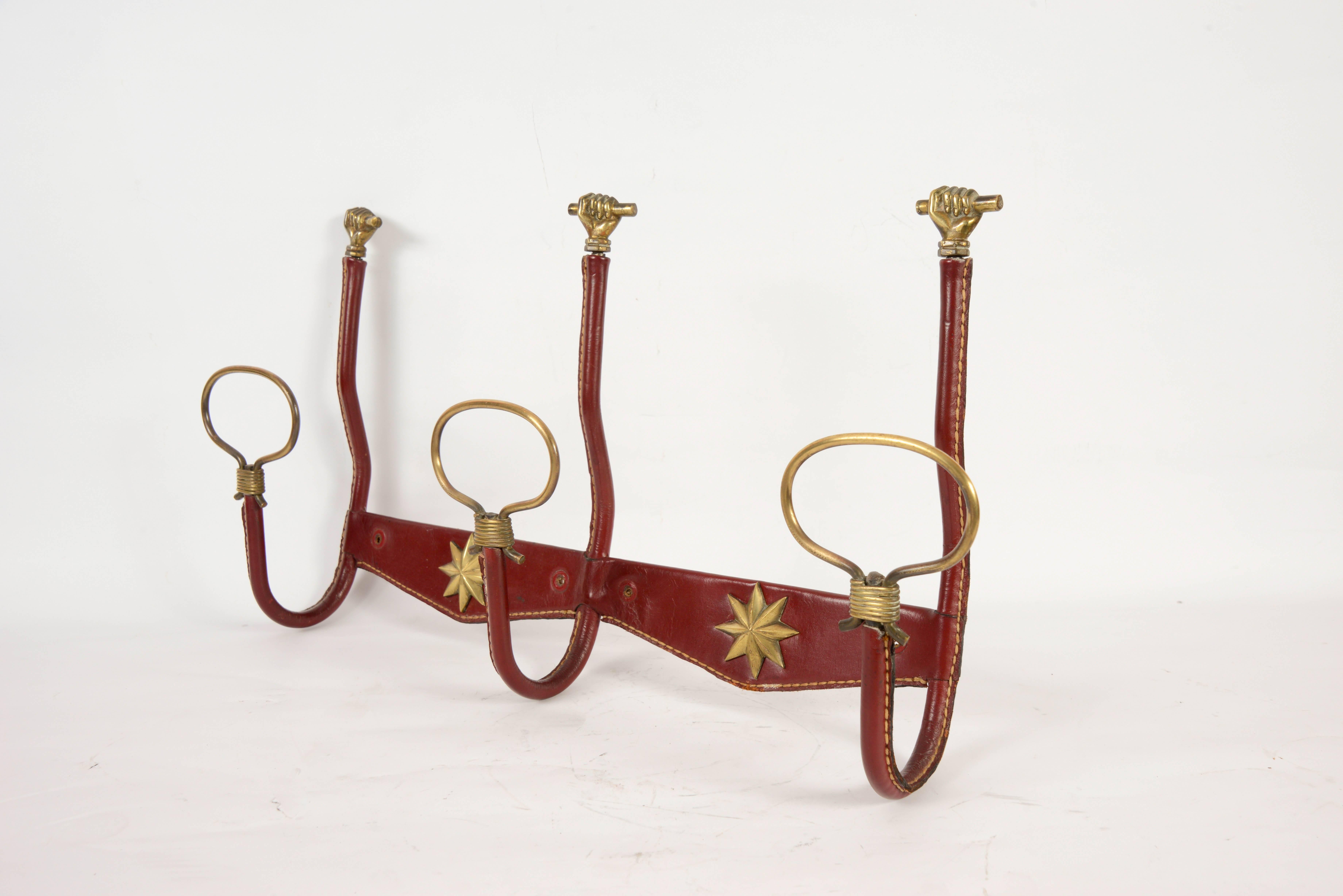 Brass 1950s Coat Rack by Jacques Adnet