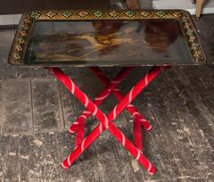 19th Century Hand-Painted Tray in Metal Horace Emile Jean Vernet