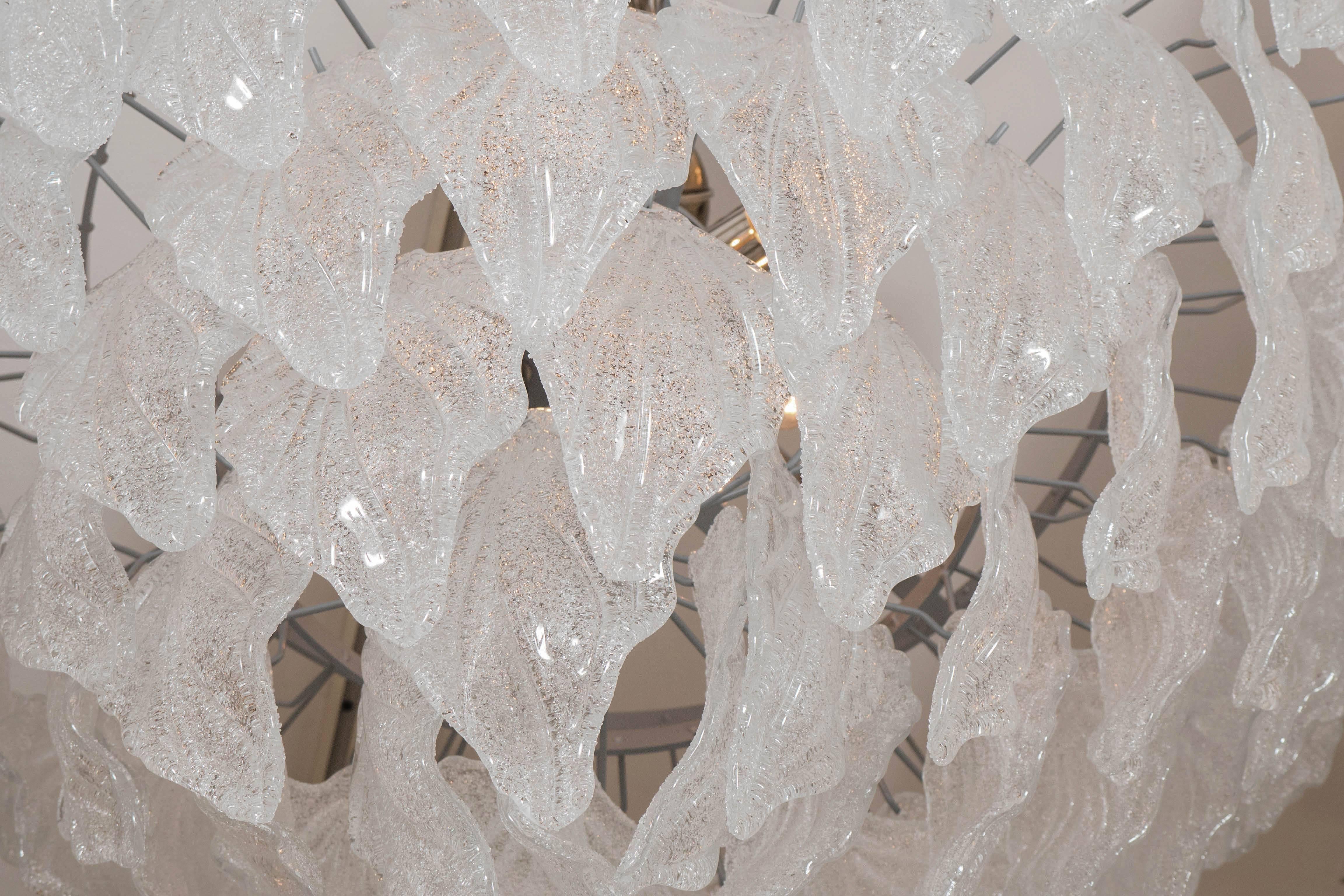 Multitiered Chandelier Composed of Textured Glass Elements 2