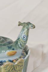 Rare Antique Dutch Delft Polychrome Dish and Cover Modeled as a Fish