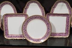 Antique French Porcelain Dessert Service Black Rasberry