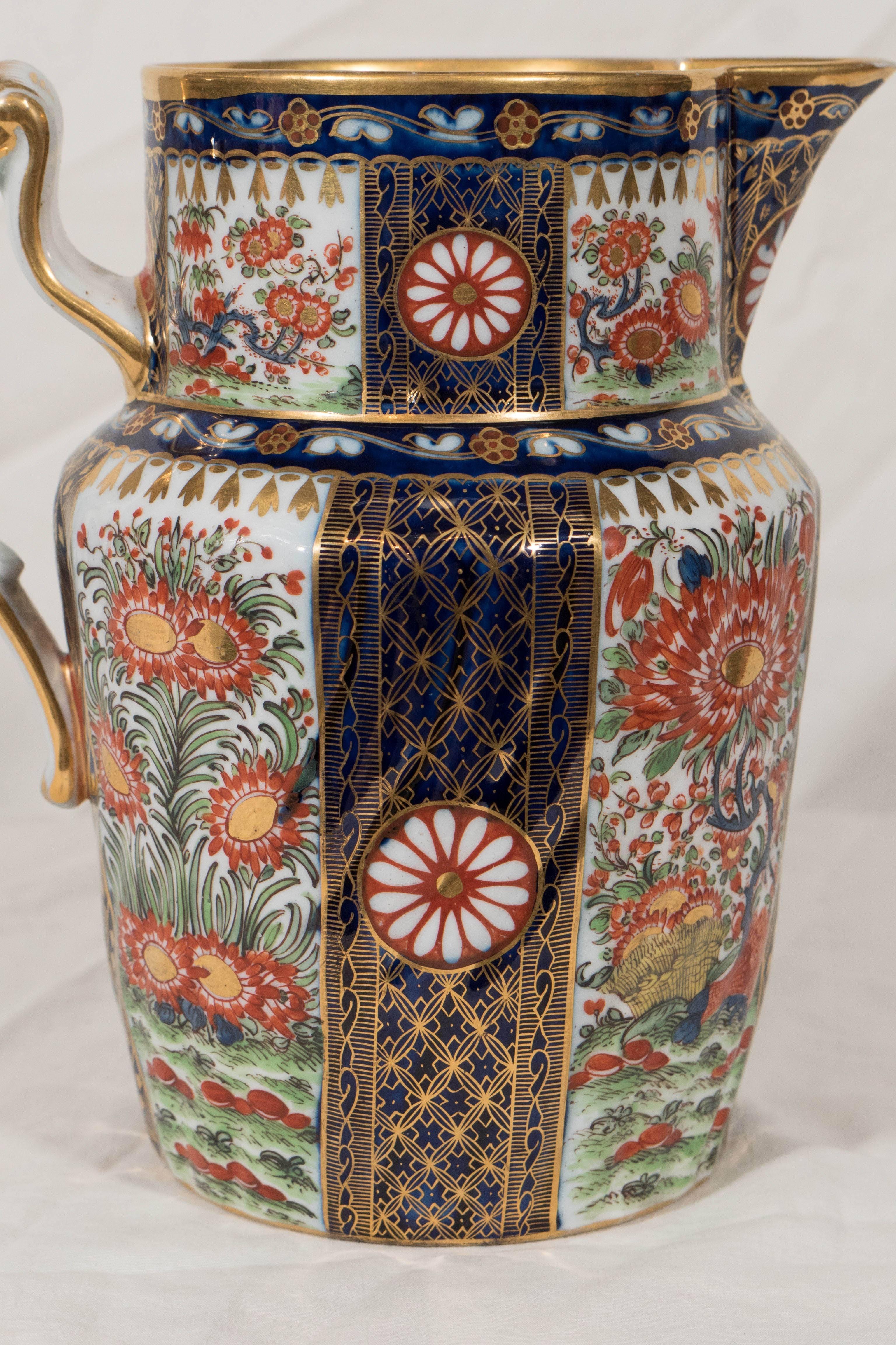 A vibrantly colored jug decorated with Chamberlain Worcester's 