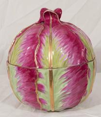 Early 19th Century Meissen Cabbage Tureen Painted in Fuchsia and Green