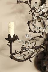 Pair of Italian Iron and Crystal Scones