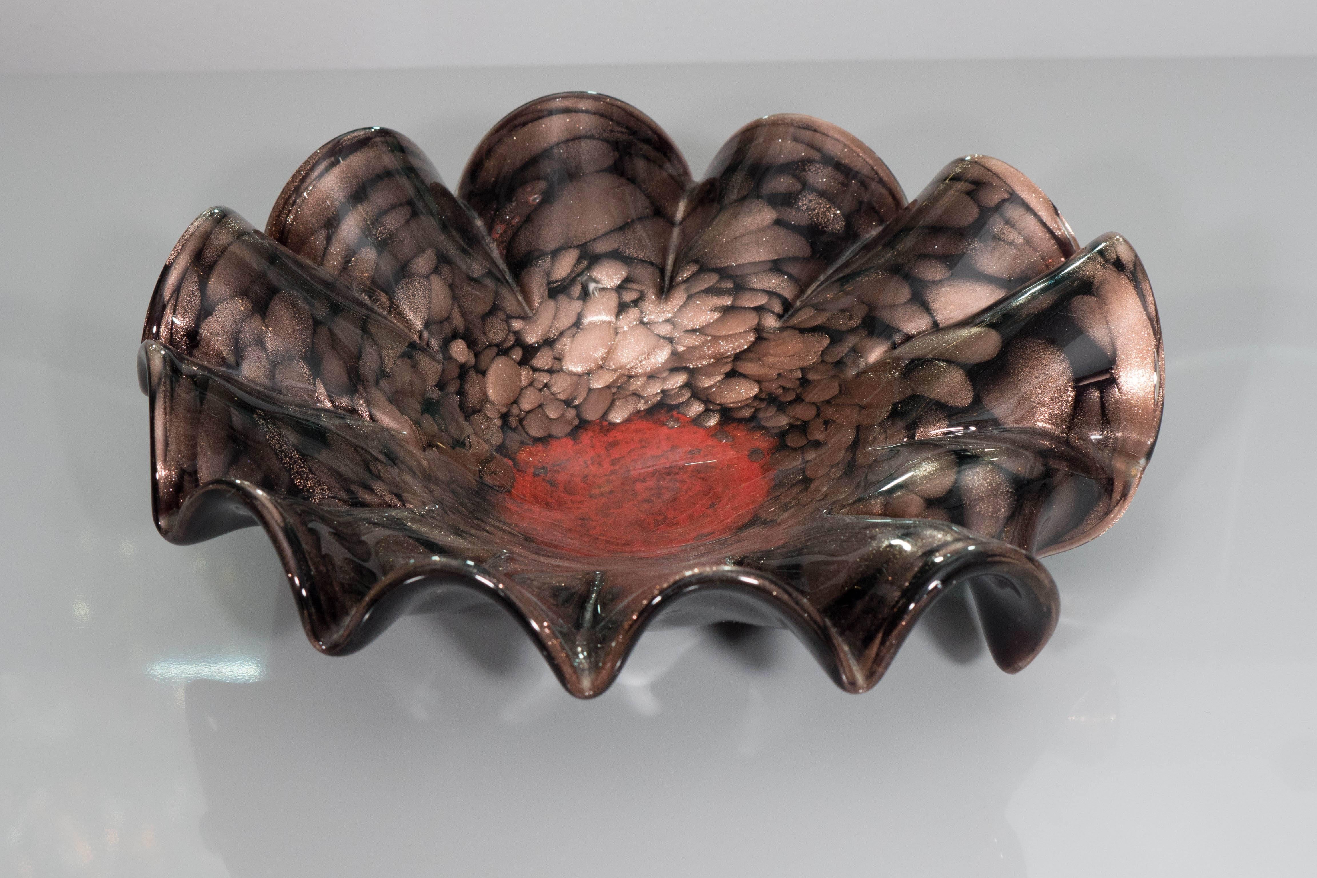 Murano Black, Gold and Red Glass Ballerina Bowl 3