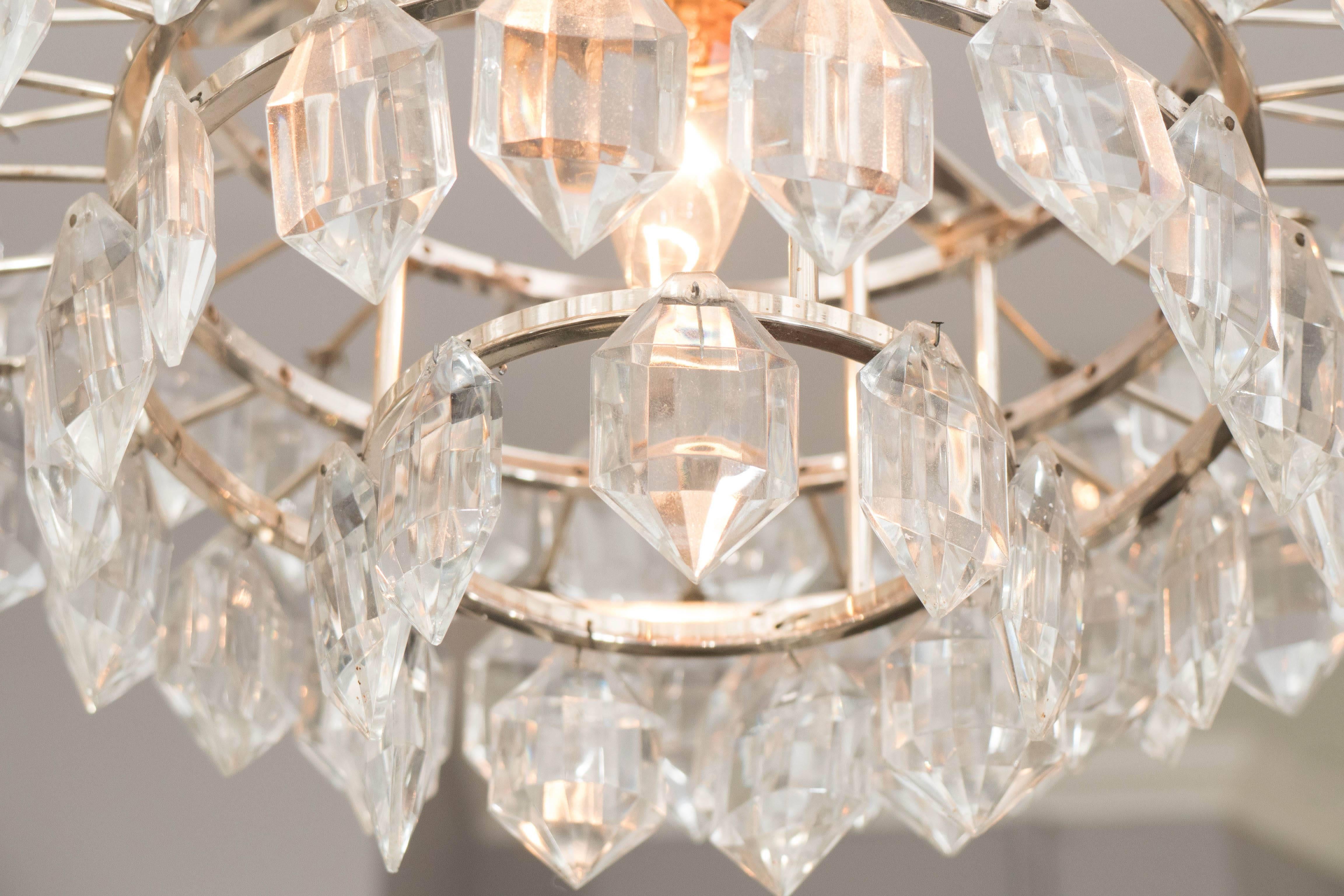 Milieu du XXe siècle Lampe à suspension en cristal autrichien Bakalowits des années 1960 en vente